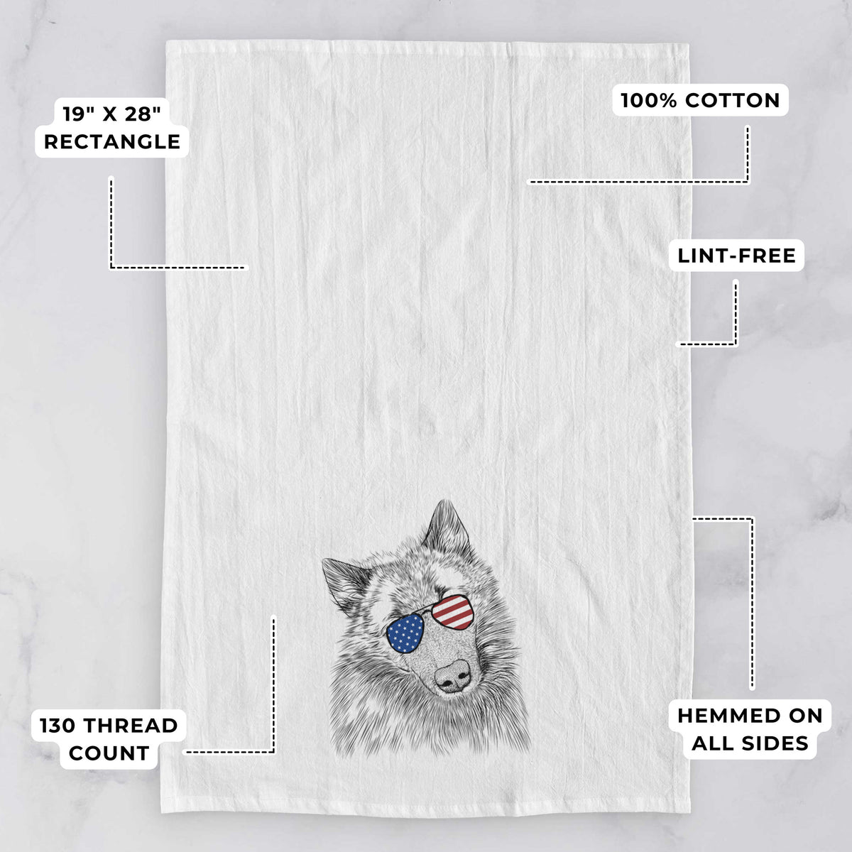 Mr. Maverick the Keeshond Tea Towel