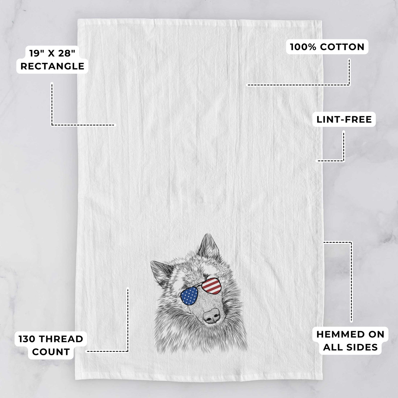 Mr. Maverick the Keeshond Tea Towel