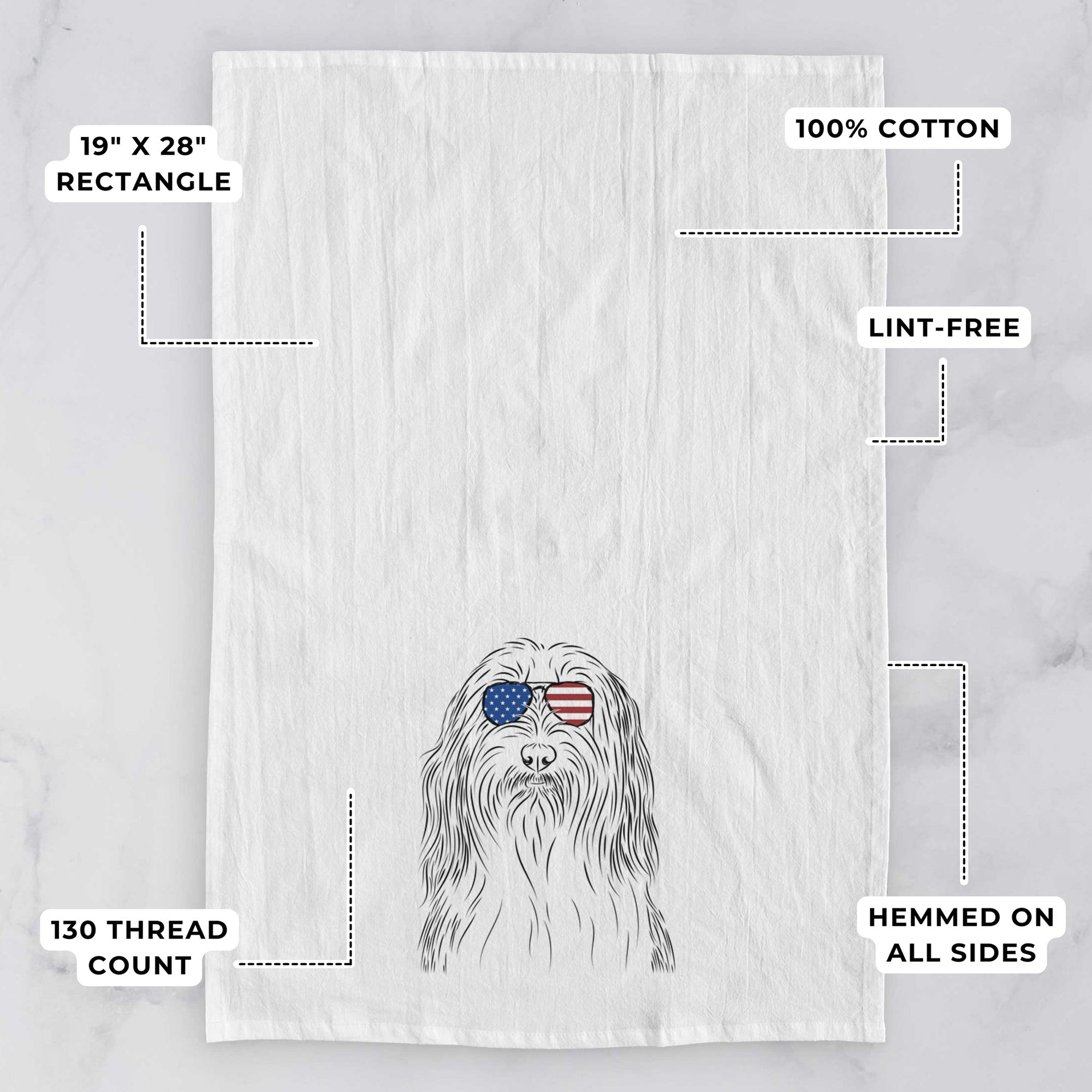 Murray the Bearded Collie Tea Towel