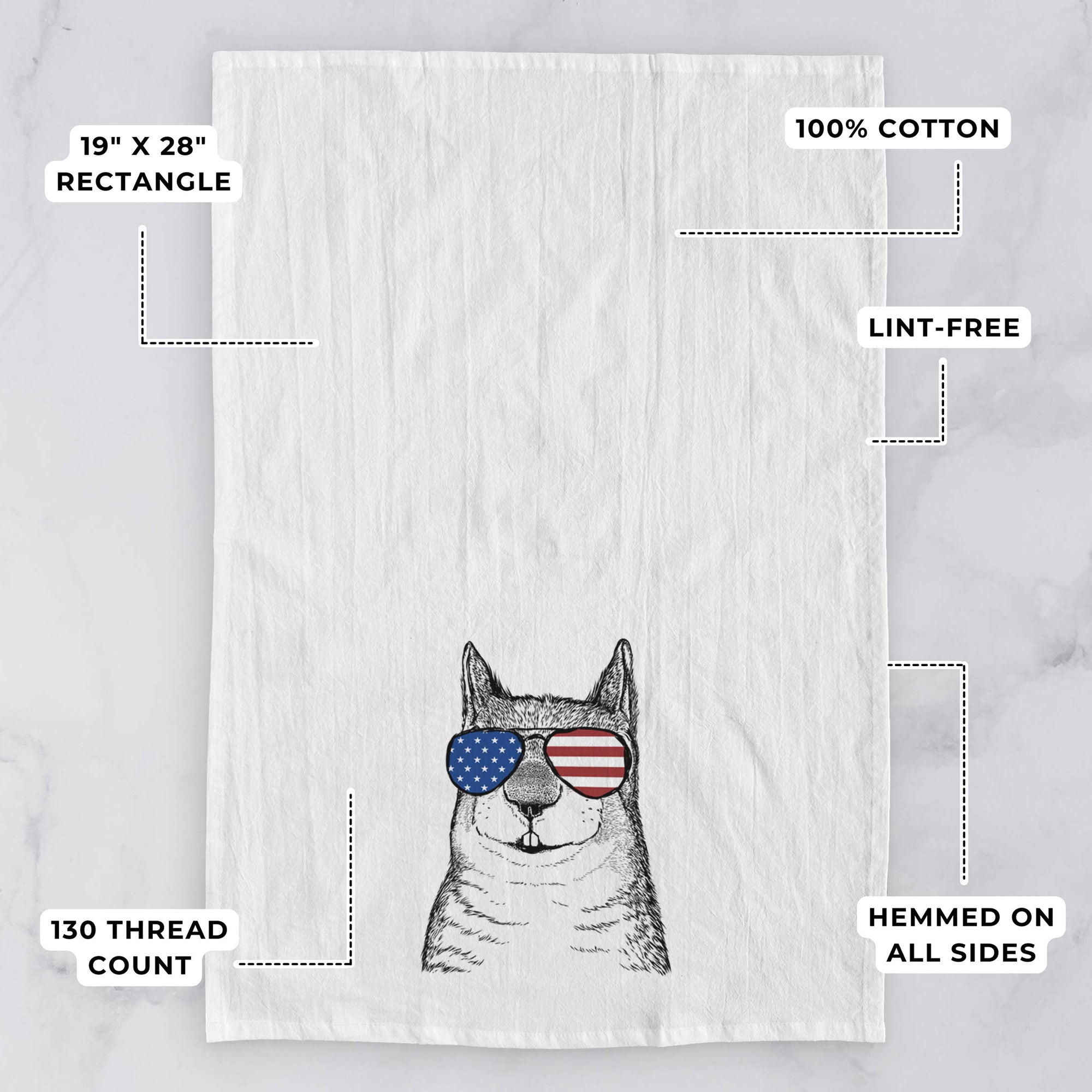 Nibbles the Squirrel Tea Towel