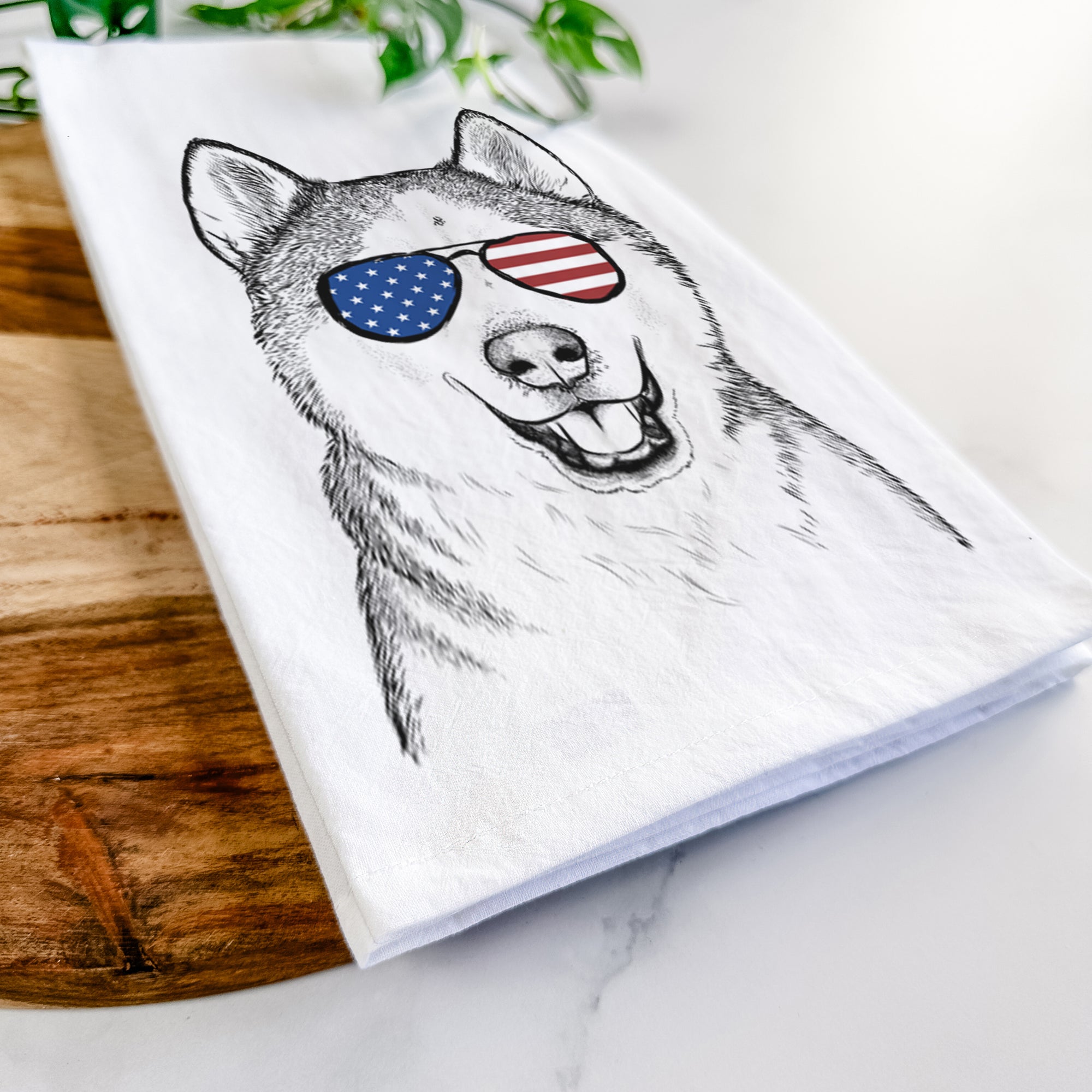 Nika the Siberian Husky Tea Towel