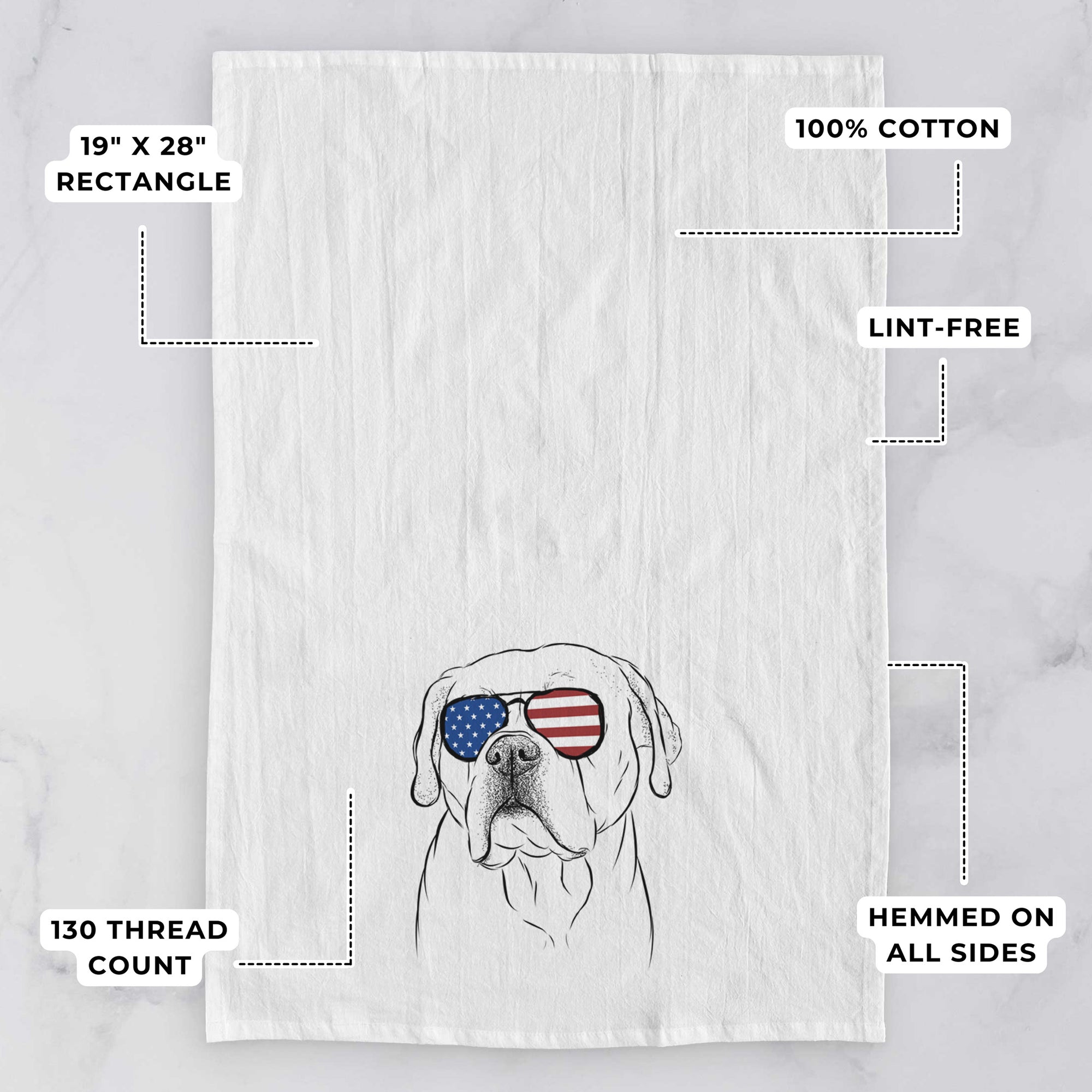 Nora the American Bulldog Mix Tea Towel