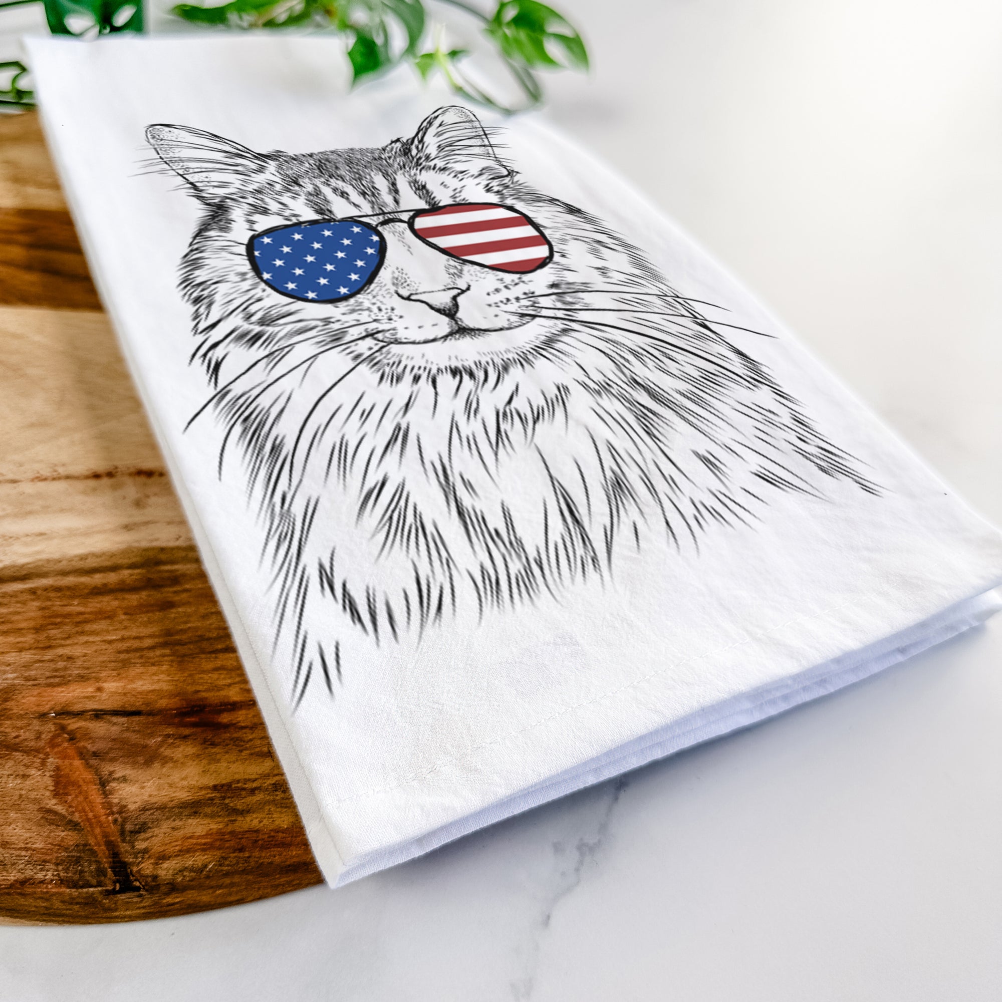 Oliver Fluff the Maine Coon Mix Cat Tea Towel