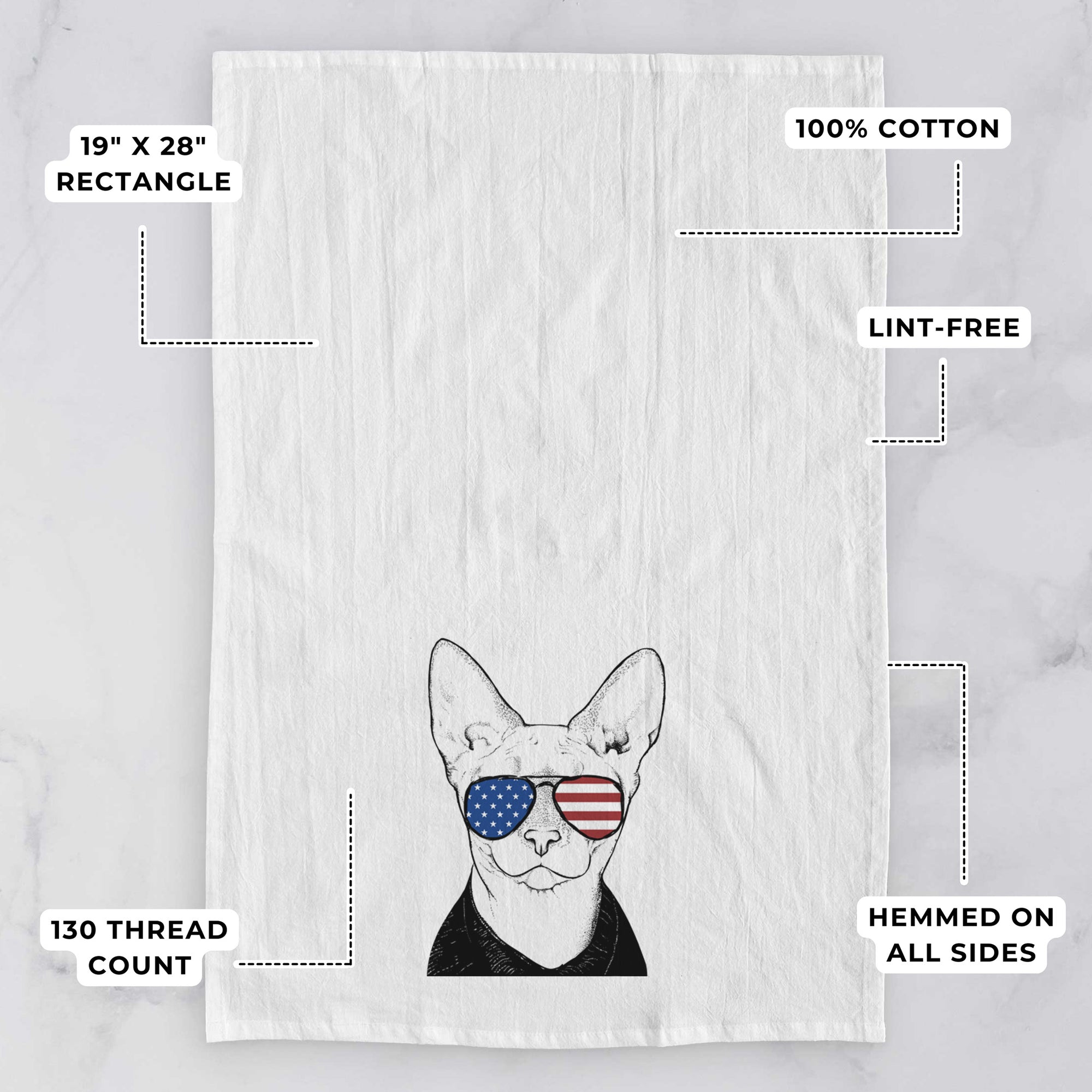 Oliver Watson the Sphynx Cat Tea Towel