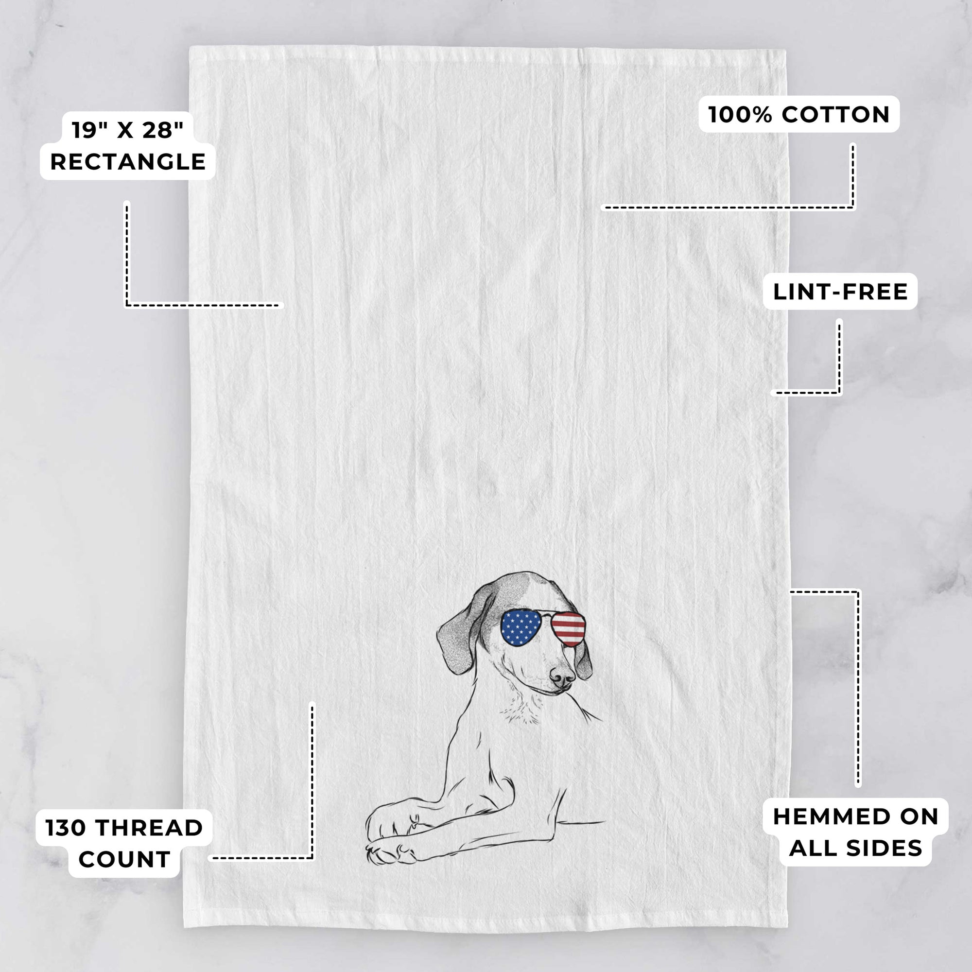 Opie the Foxhound Tea Towel