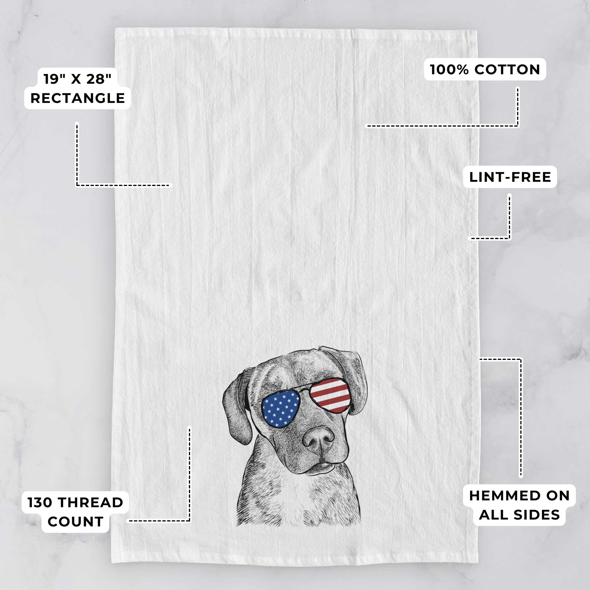 Peyton Manning the Beagle Bulldog Mix Tea Towel