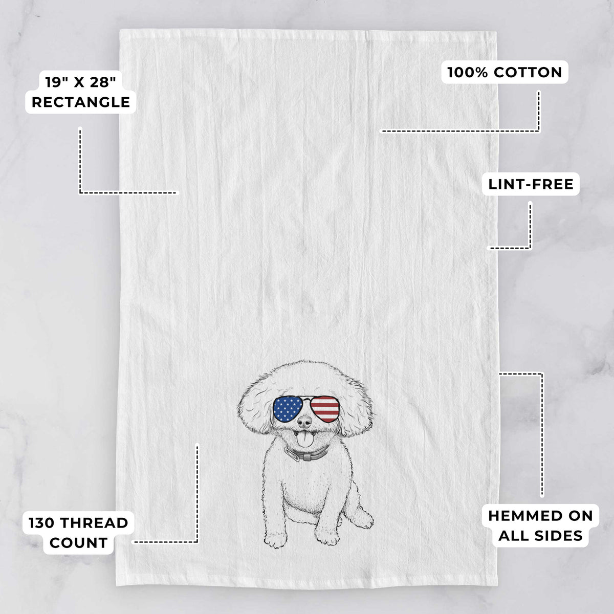 Peyton the Bichon Frise Tea Towel