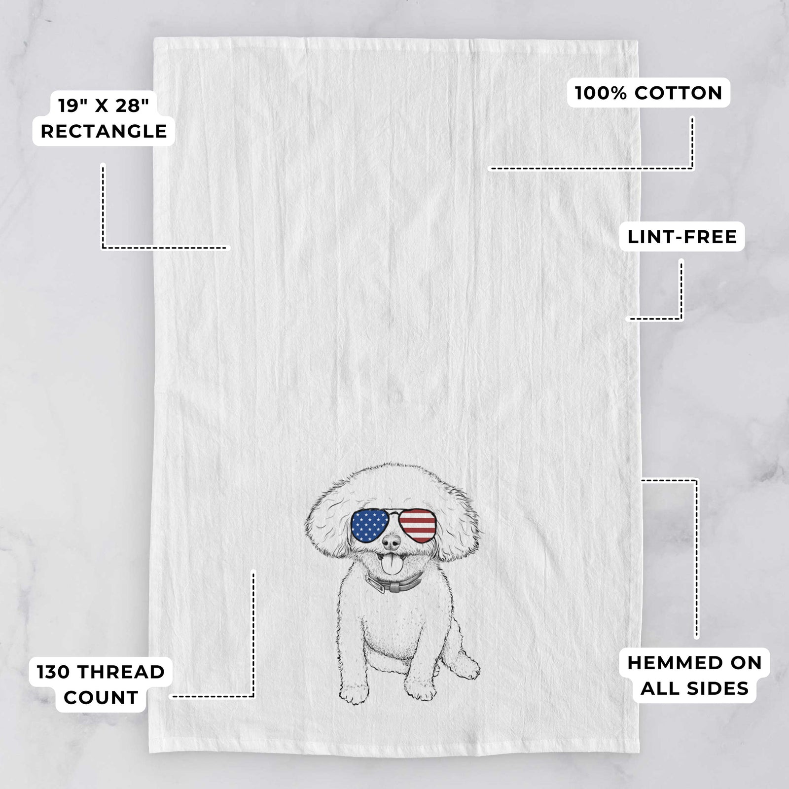 Peyton the Bichon Frise Tea Towel