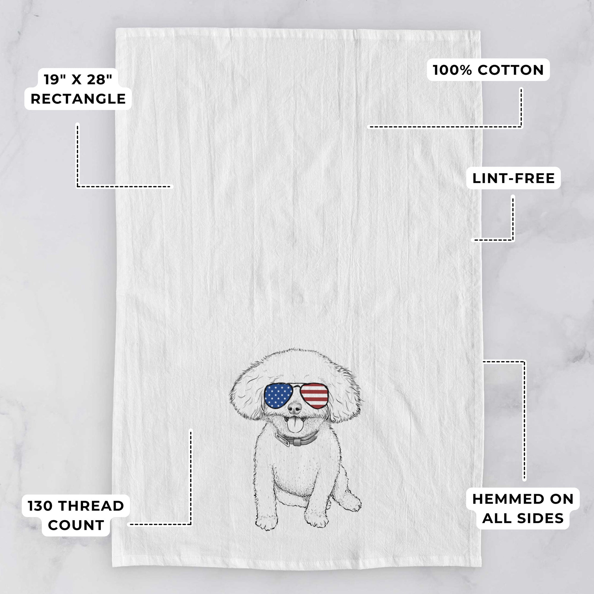 Peyton the Bichon Frise Tea Towel