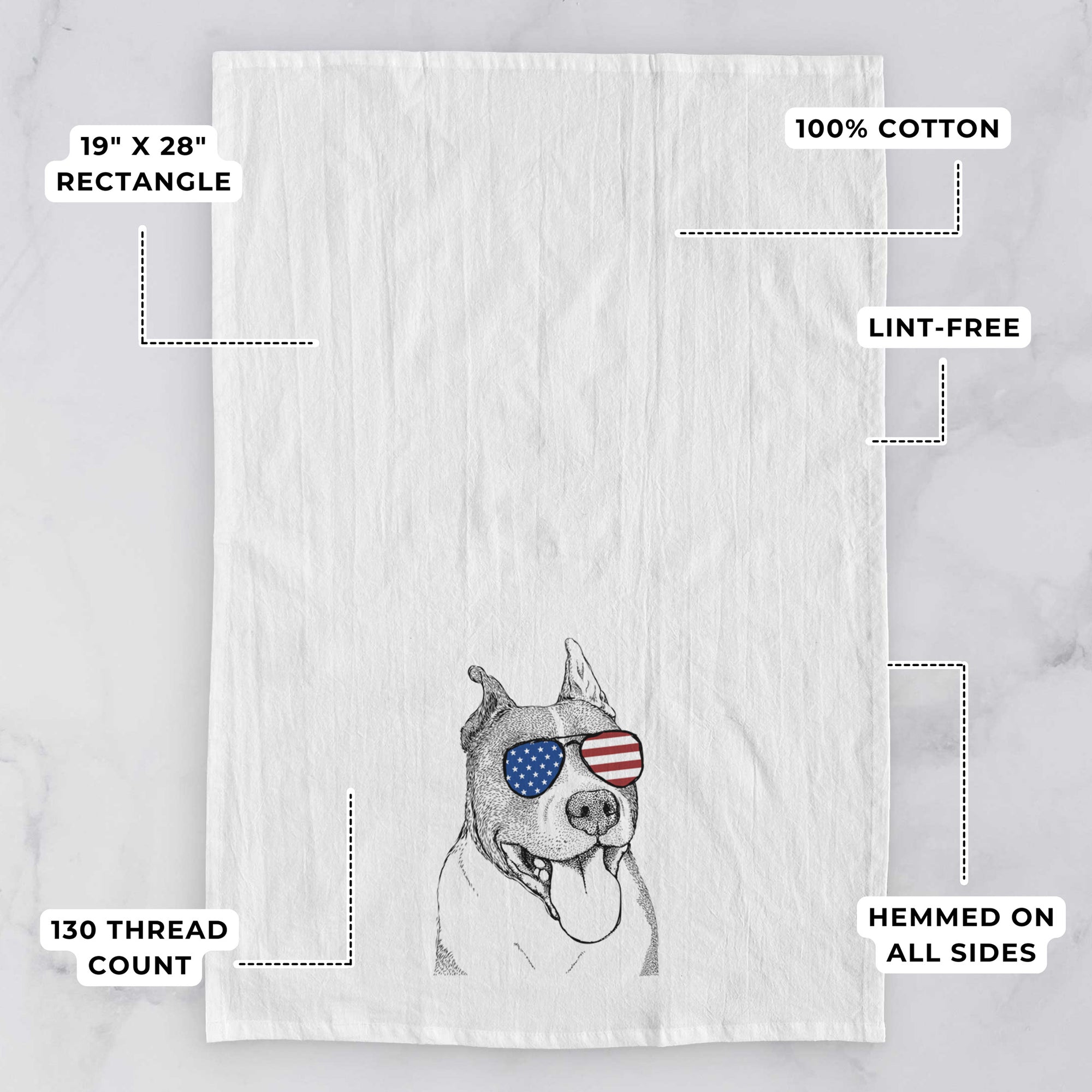 Piggy the American Staffordshire Terrier Tea Towel