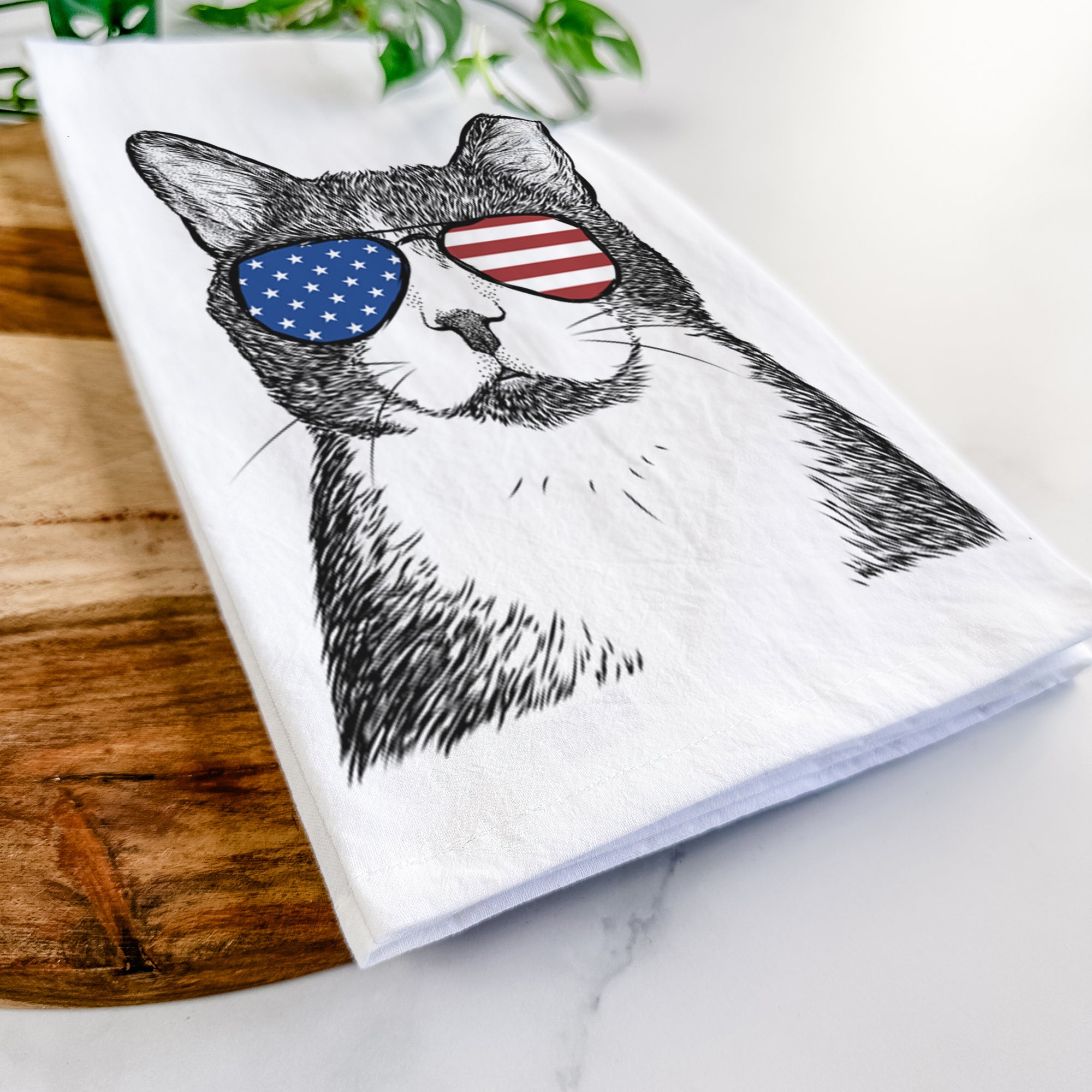 Pinky the Tuxedo Cat Tea Towel