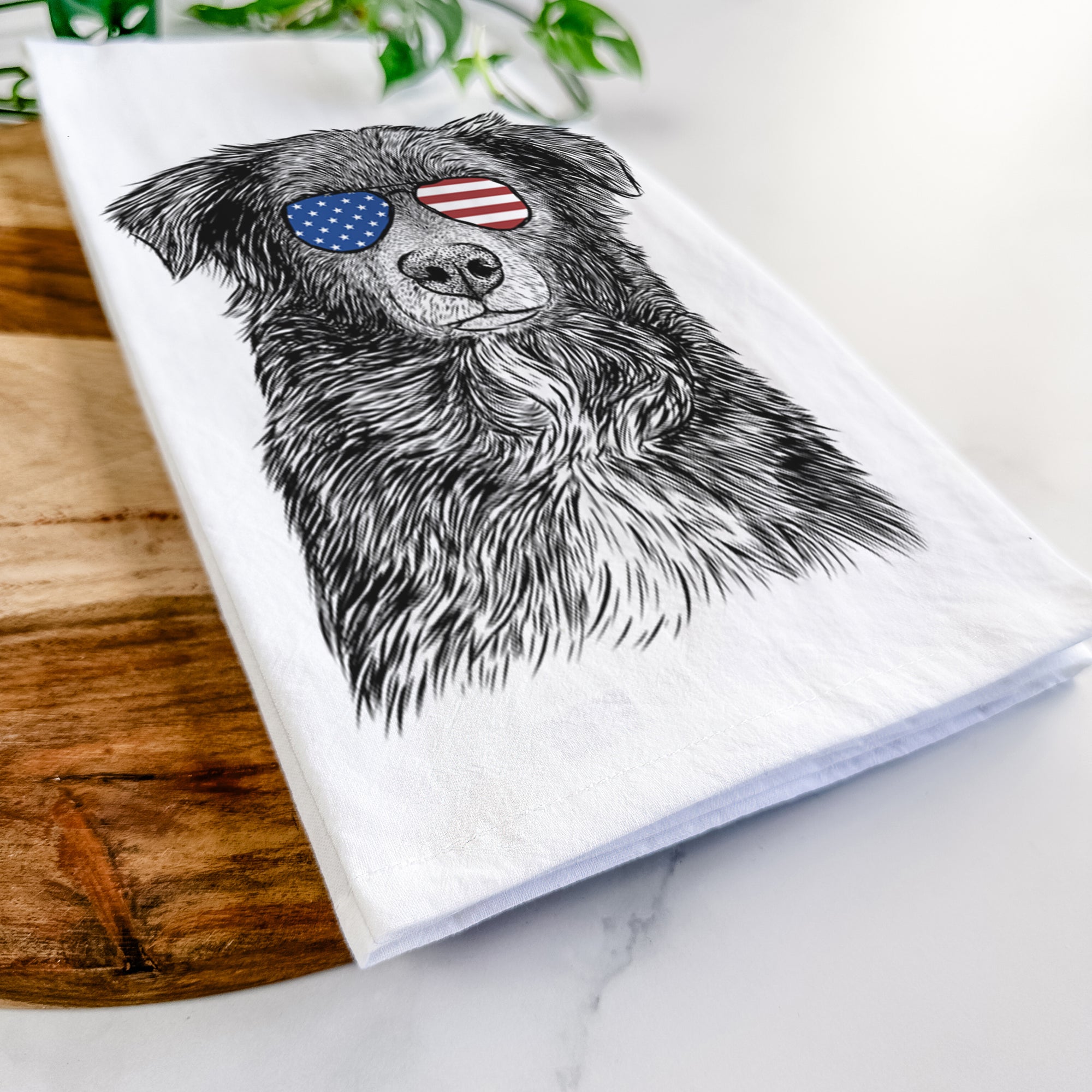 Pixel the Australian Shepherd Tea Towel