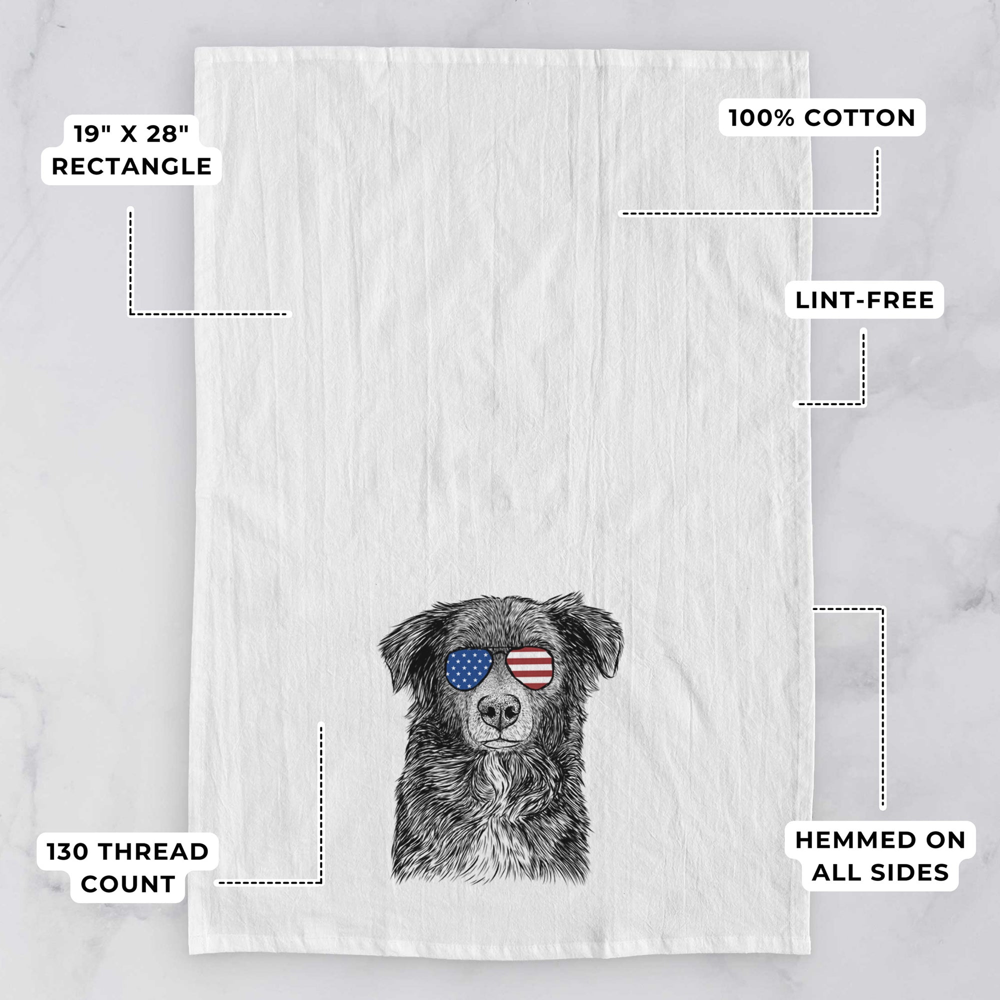 Pixel the Australian Shepherd Tea Towel