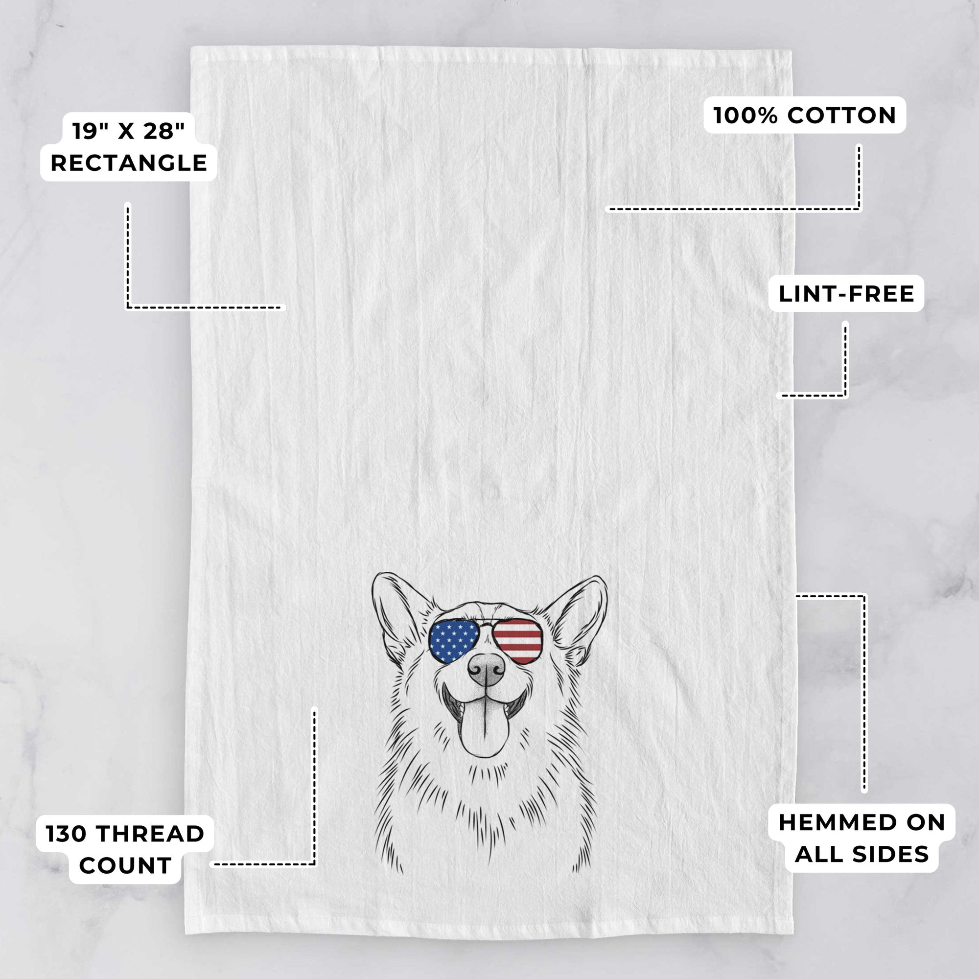 Porter the Pembroke Welsh Corgi Tea Towel