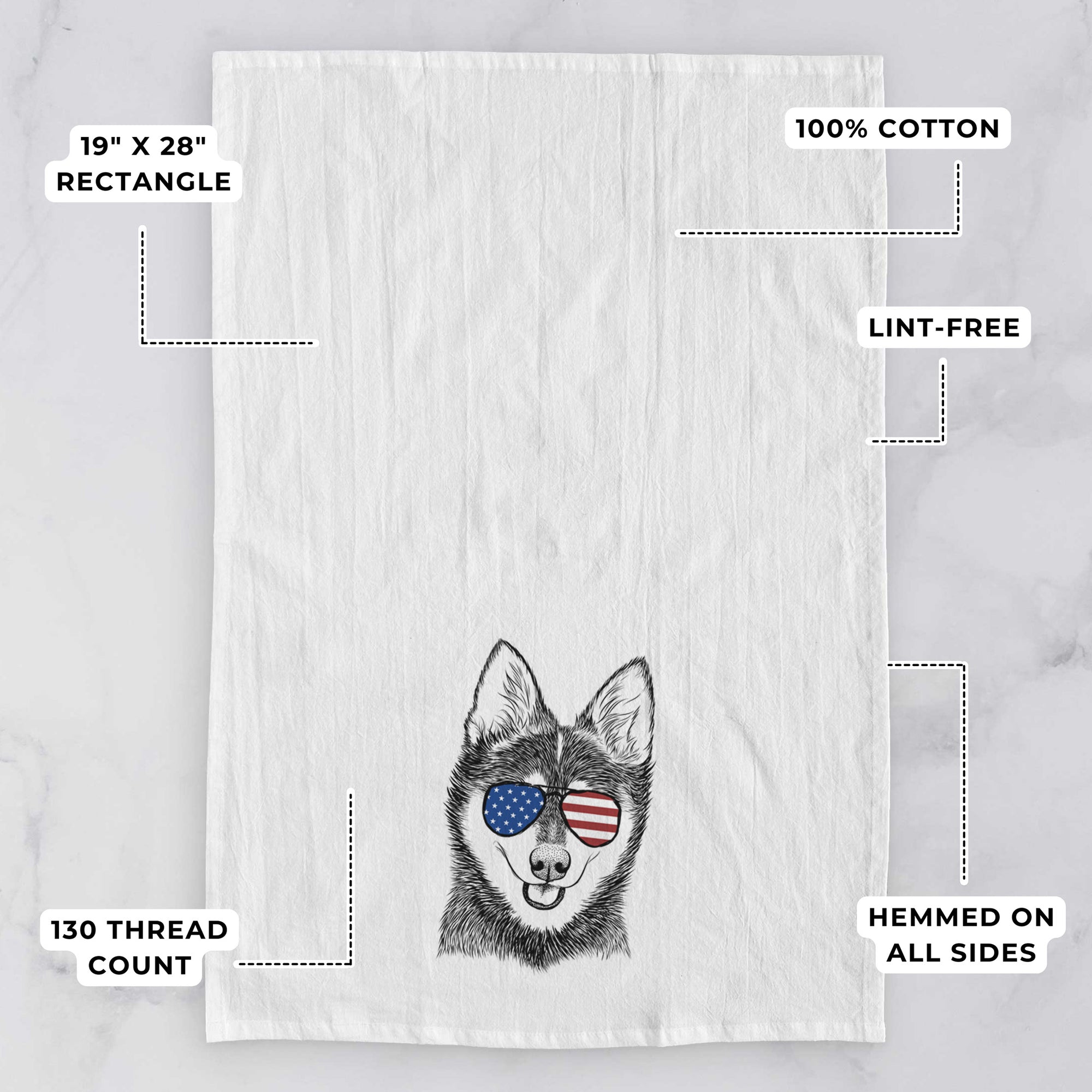 Posey the Alaskan Klee Kai Tea Towel