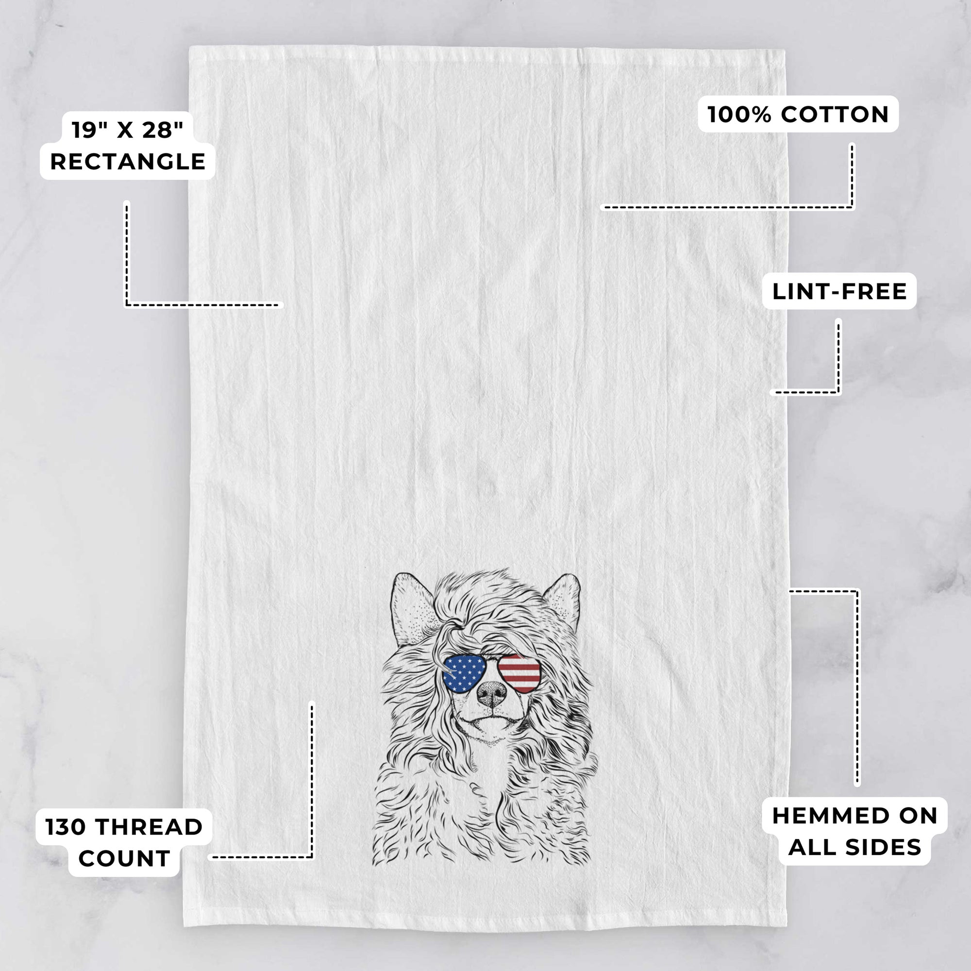 Preston the Powderpuff Chinese Crested Tea Towel