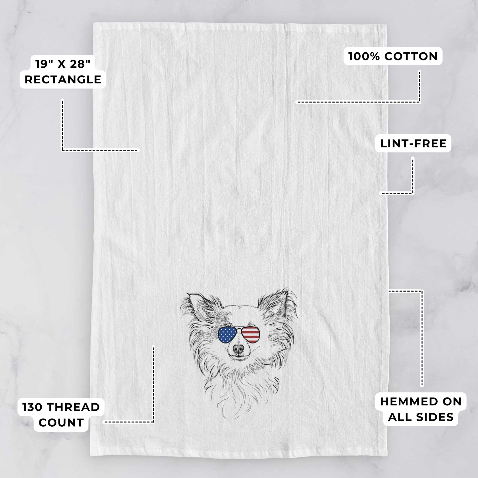 Princess Ava the Long Haired Chihuahua Tea Towel