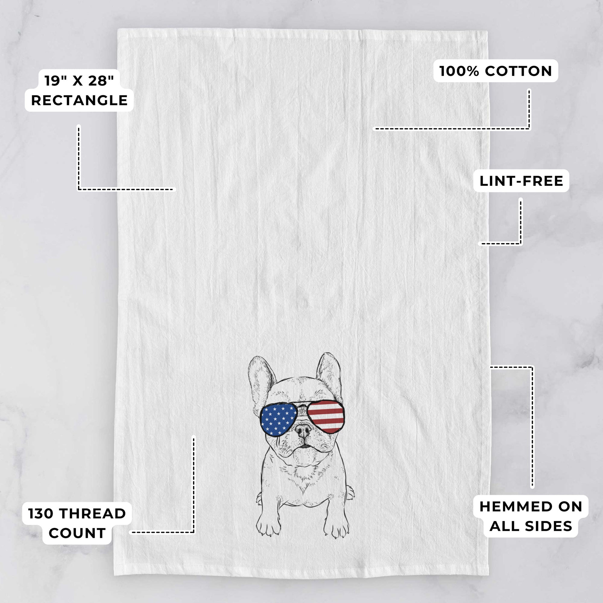 Puppy Pierre the French Bulldog Tea Towel