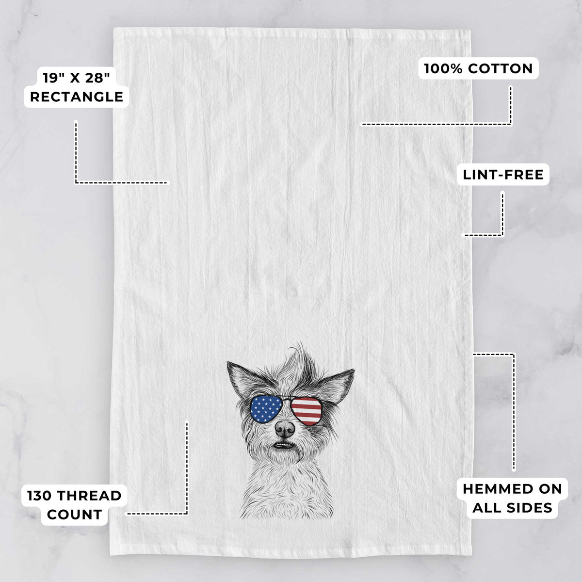 Quigley the Mixed Breed Tea Towel