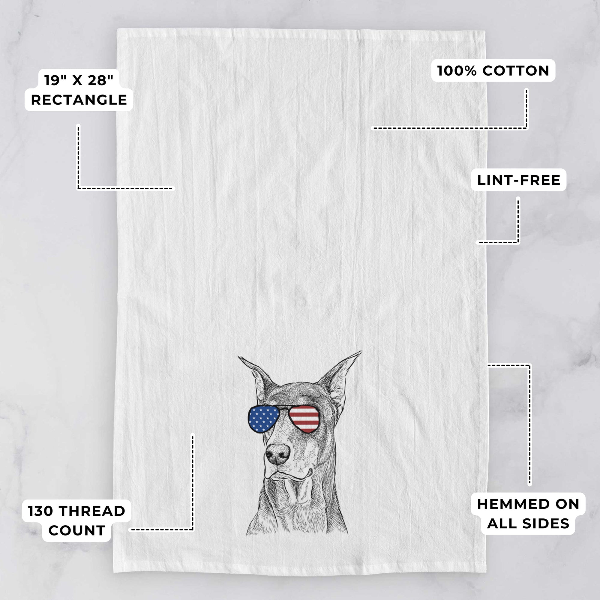 RJ the Doberman Pinscher Tea Towel