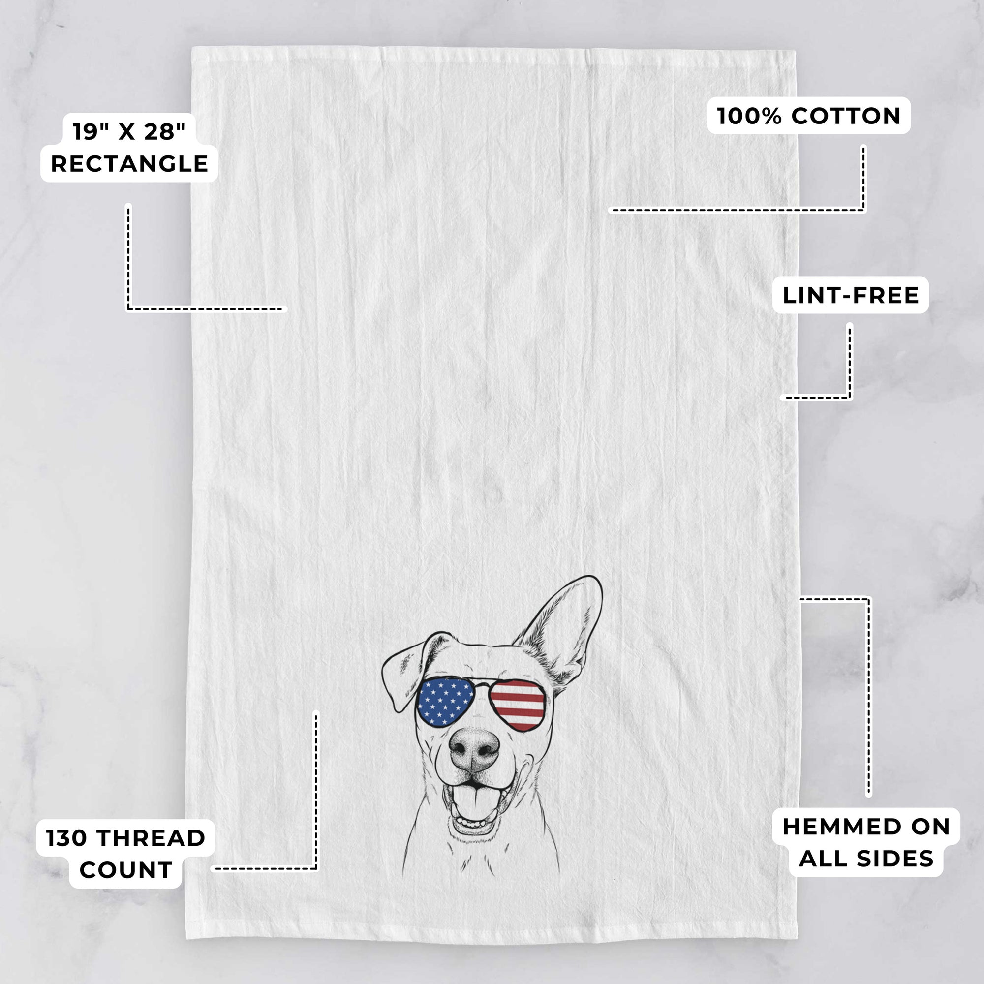 Radar the Pitbull Mix Tea Towel