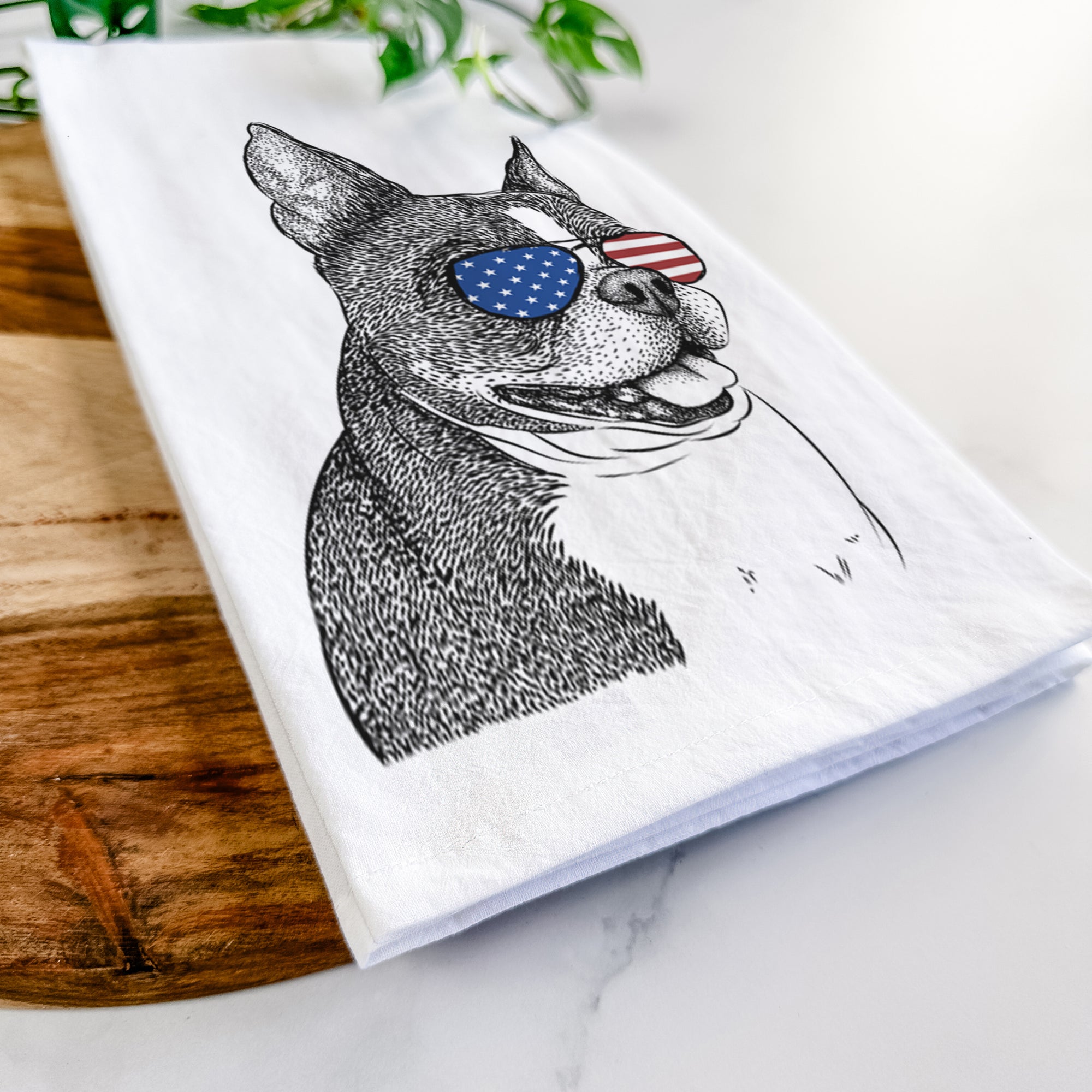 Ralphie the Boston Terrier Tea Towel