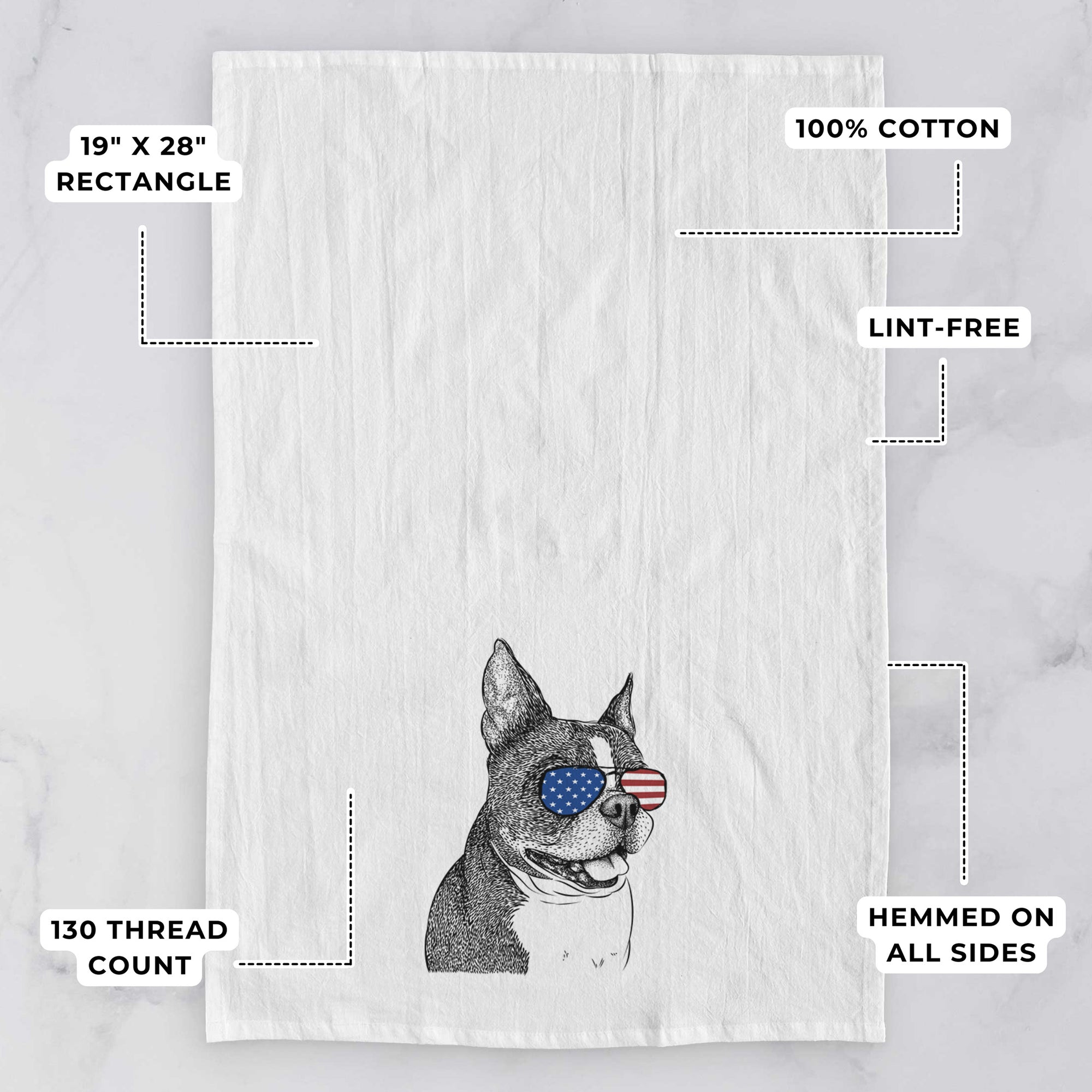 Ralphie the Boston Terrier Tea Towel