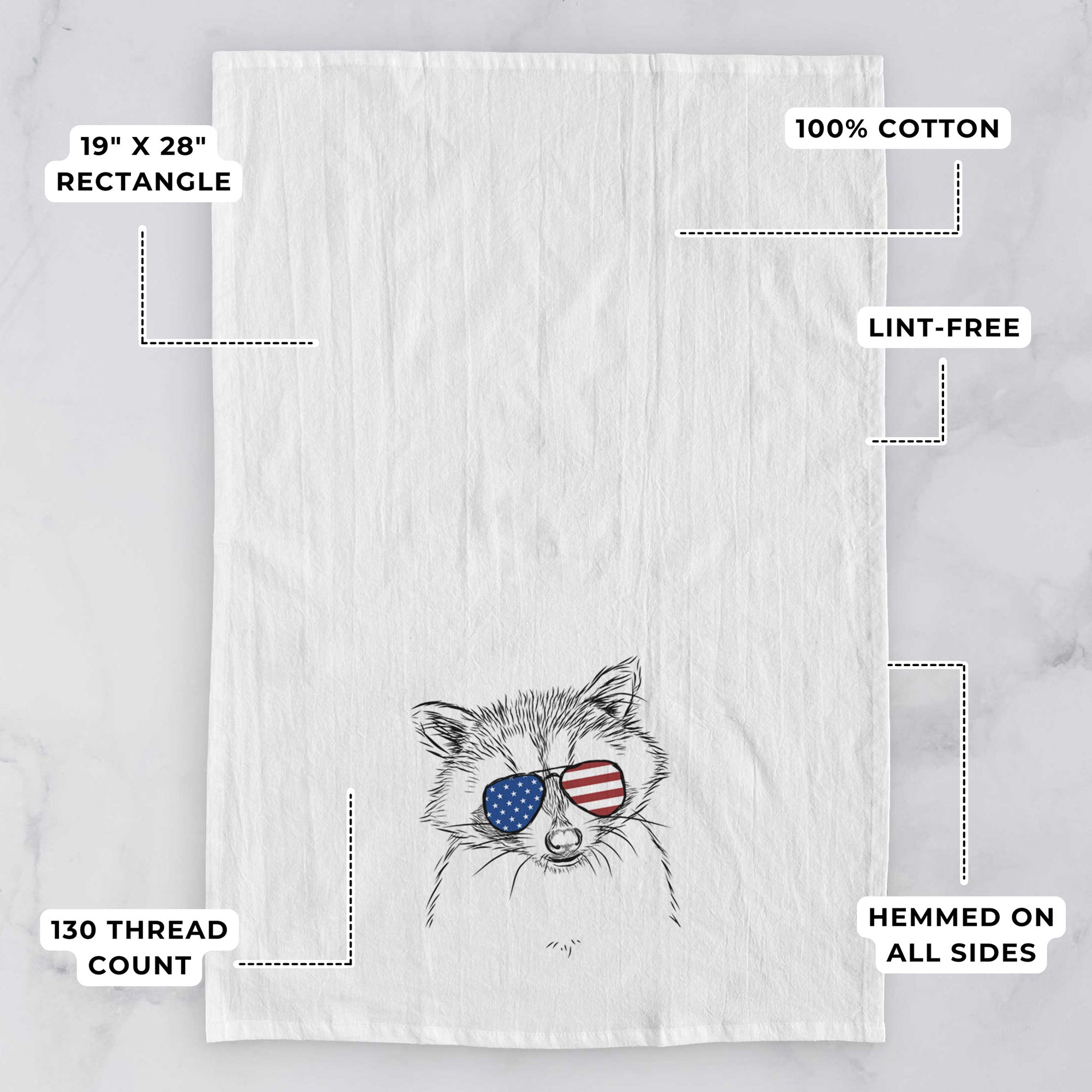 Randy the Raccoon Tea Towel