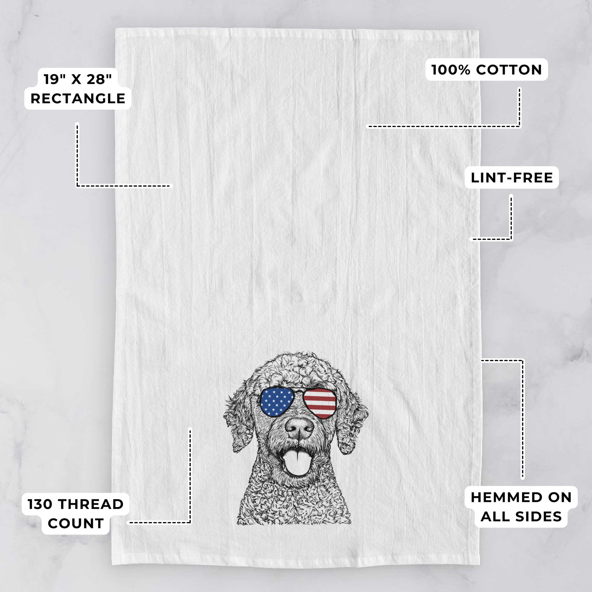 Reina the Spanish Water Dog Tea Towel