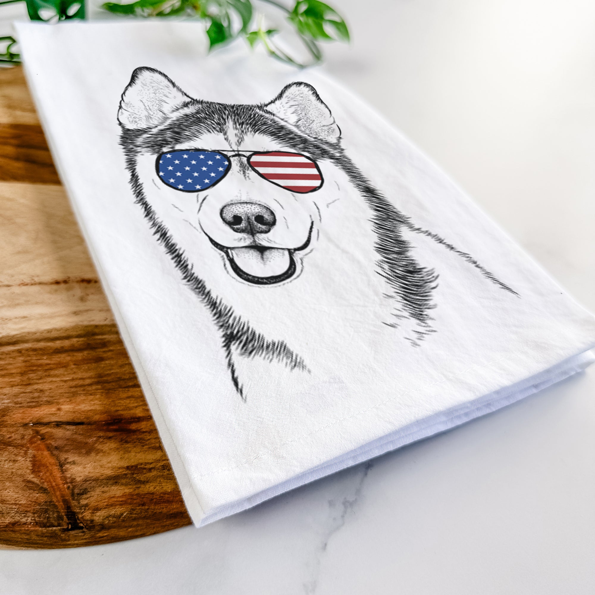 Remmie the Siberian Husky Tea Towel