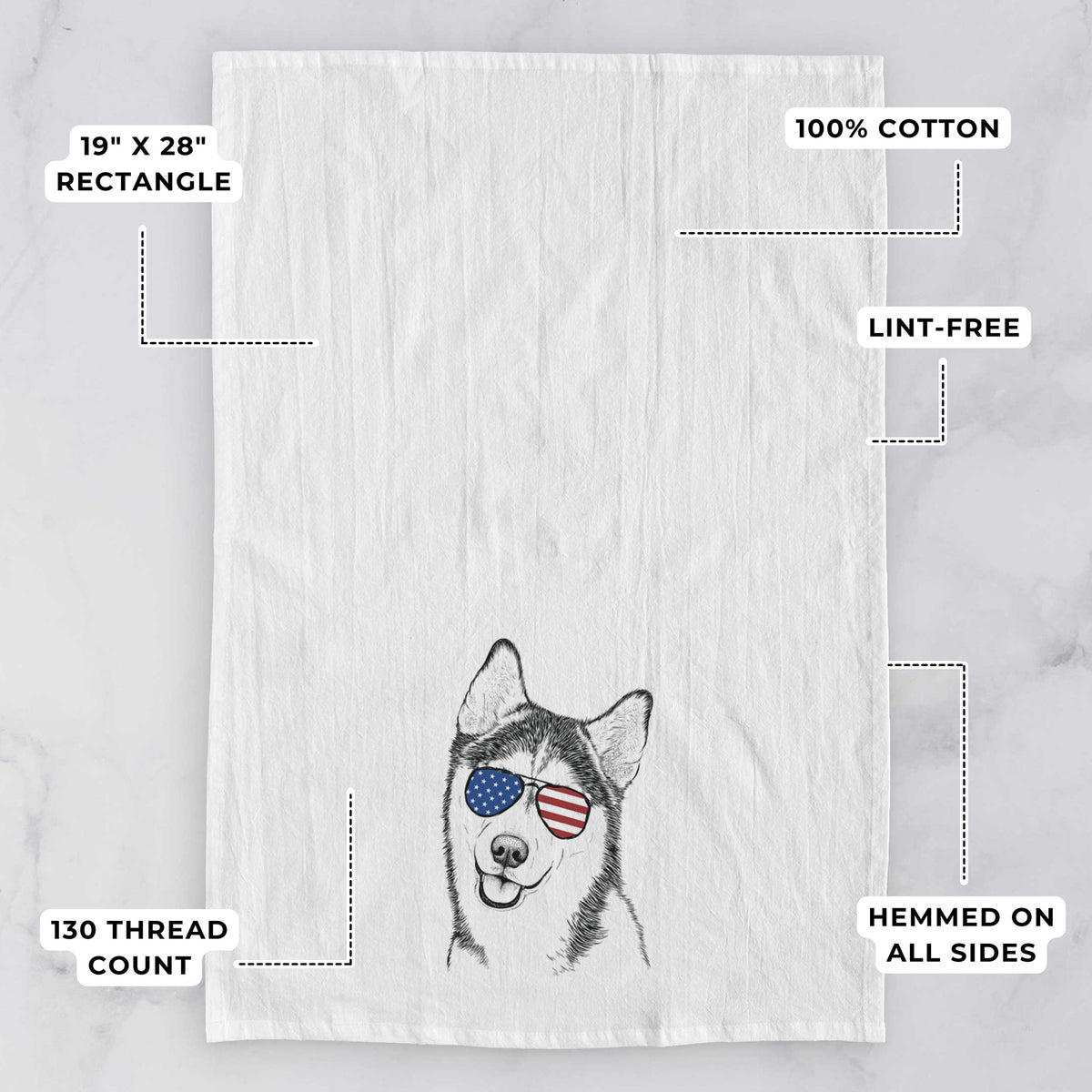 Remmie the Siberian Husky Tea Towel