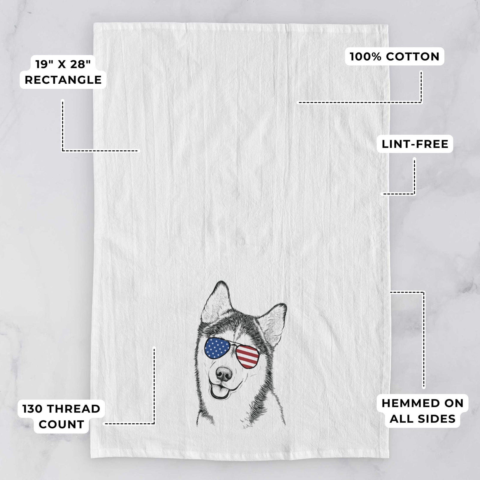 Remmie the Siberian Husky Tea Towel