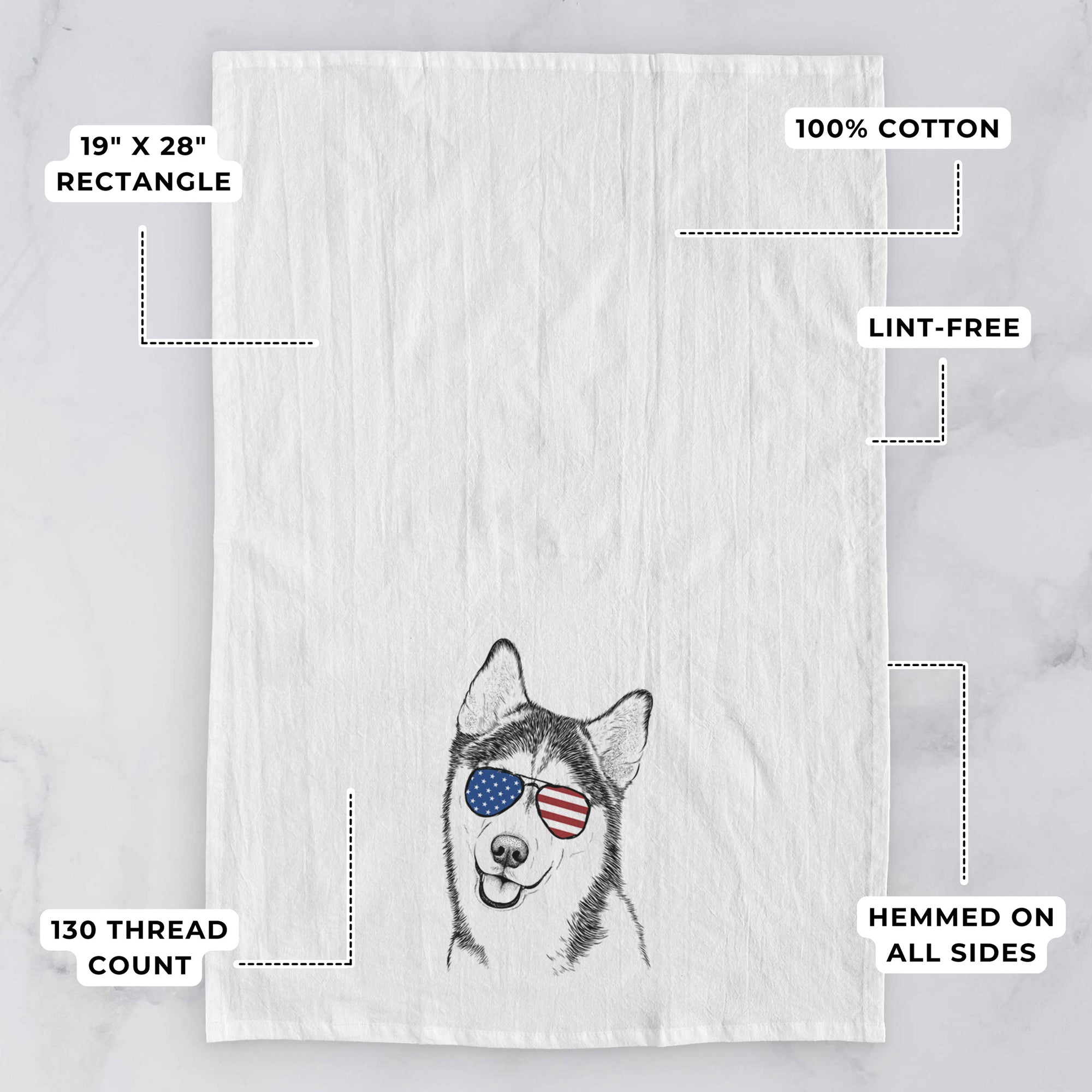 Remmie the Siberian Husky Tea Towel