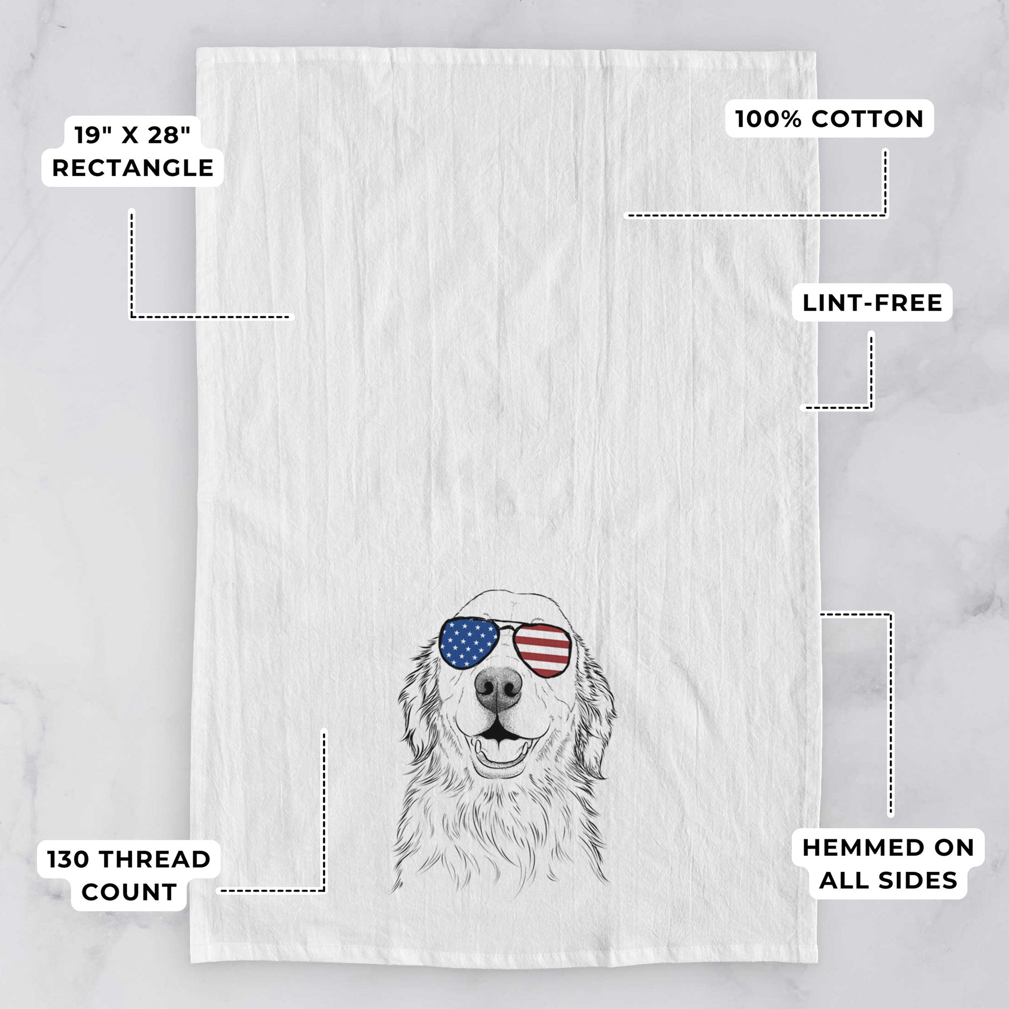 Ridge the Golden Retriever Tea Towel