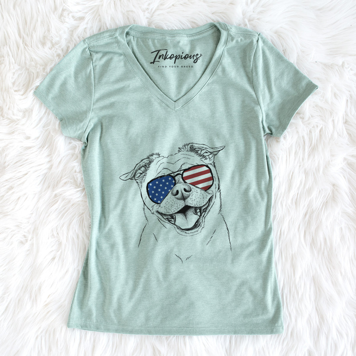 USA Riley the Chug - Women's Perfect V-neck Shirt