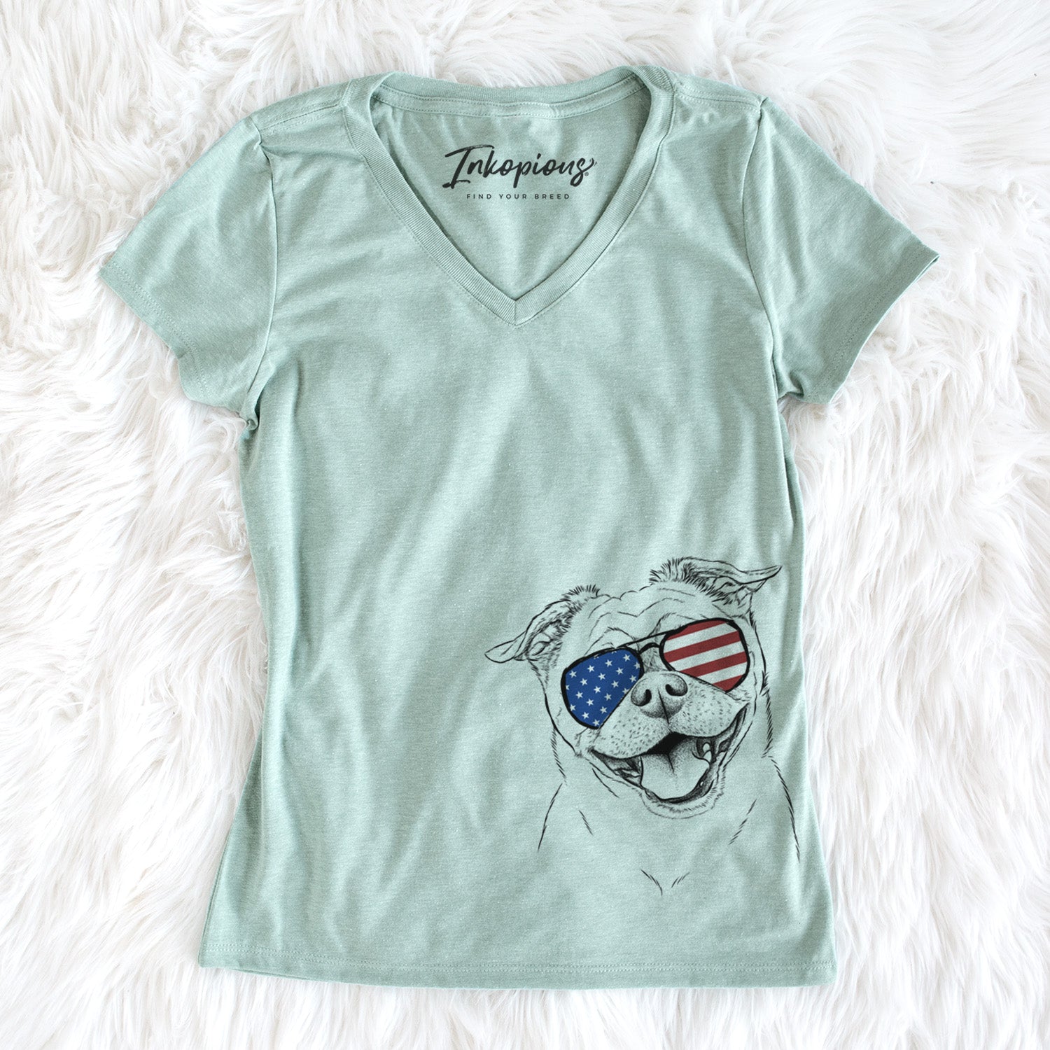 USA Riley the Chug - Women's Perfect V-neck Shirt