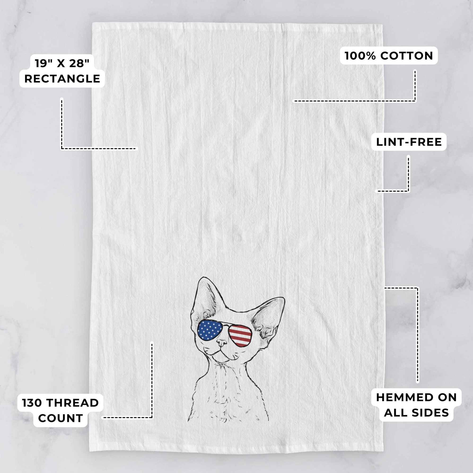 Ripley the Devon Rex Cat Tea Towel