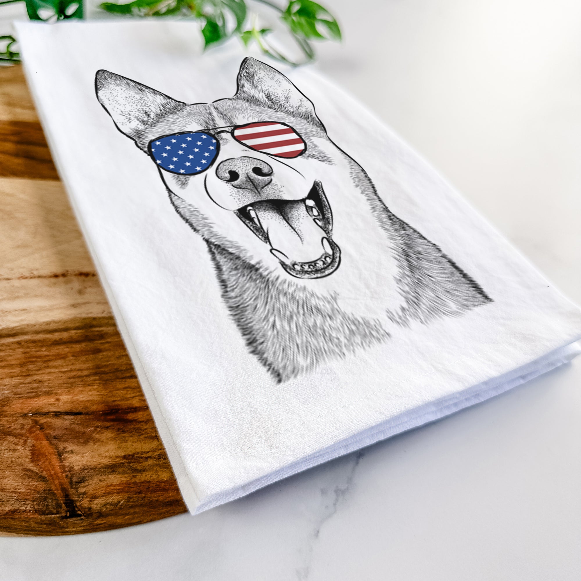 Roux the Siberian Husky Tea Towel