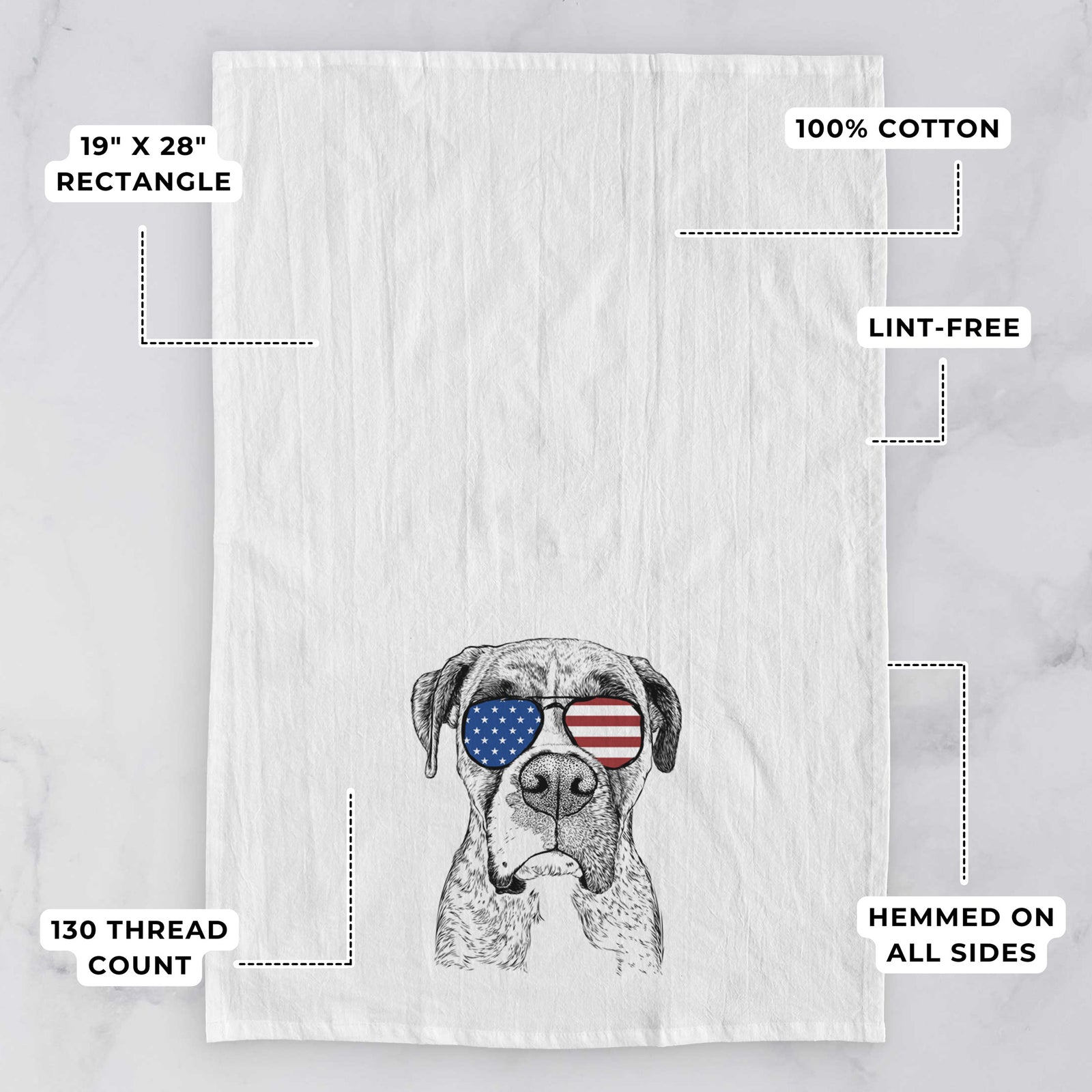 Rowdy Rex the Boxer Tea Towel