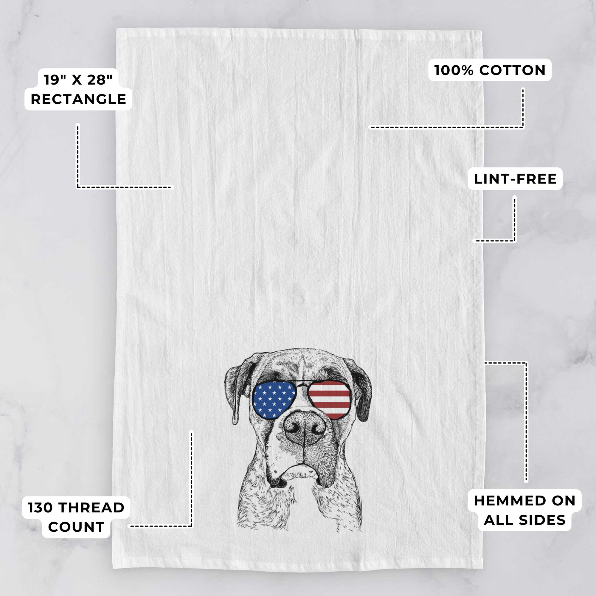 Rowdy Rex the Boxer Tea Towel