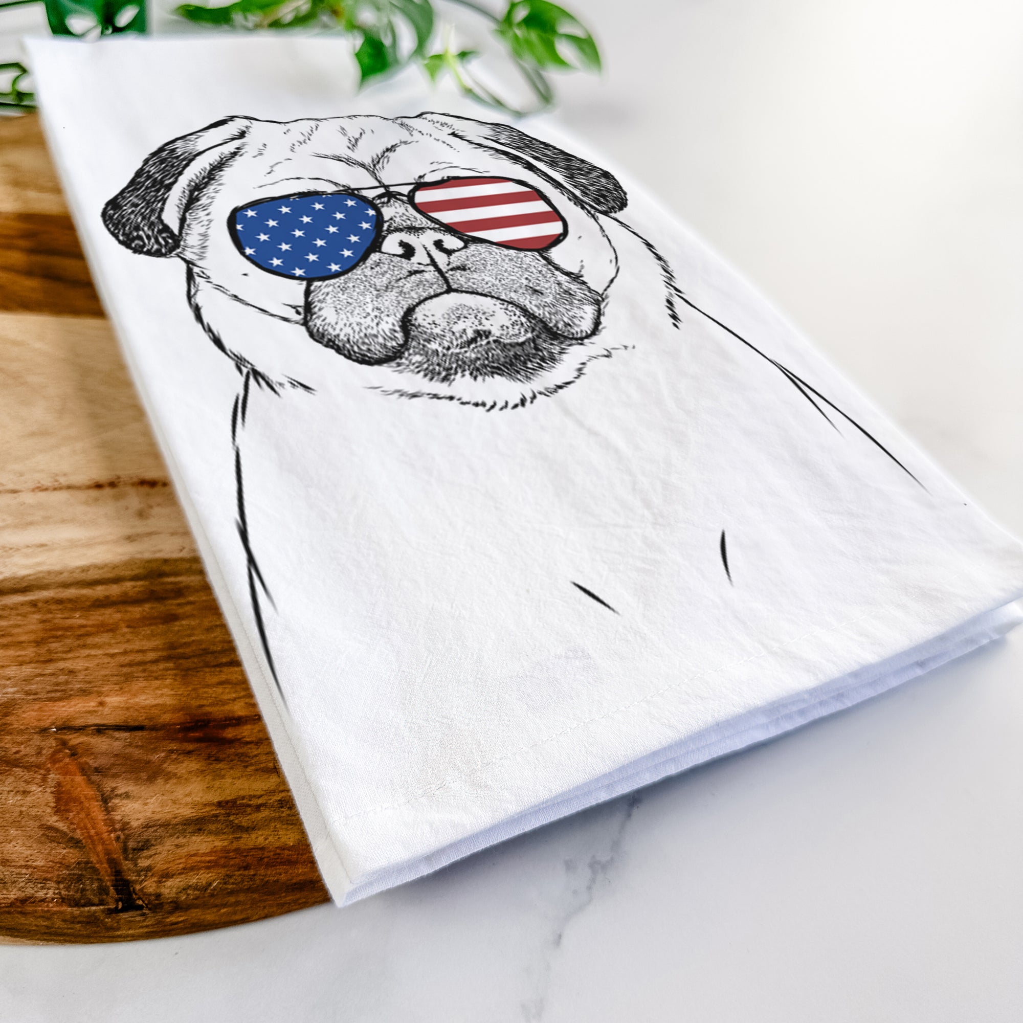 Ruby the Pug Tea Towel