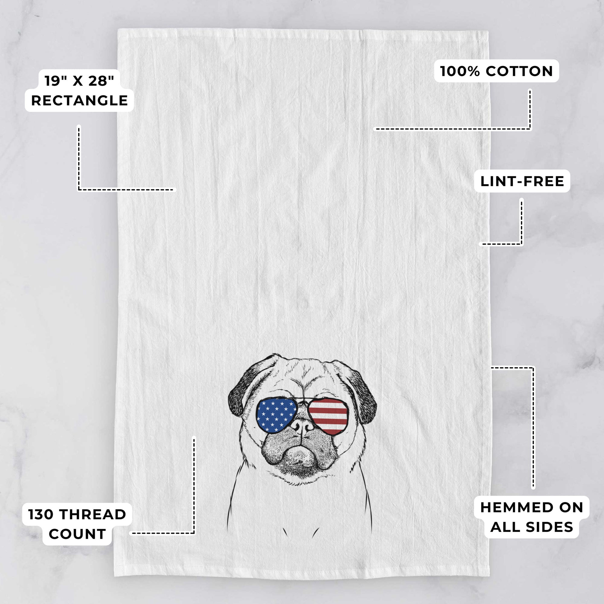 Ruby the Pug Tea Towel