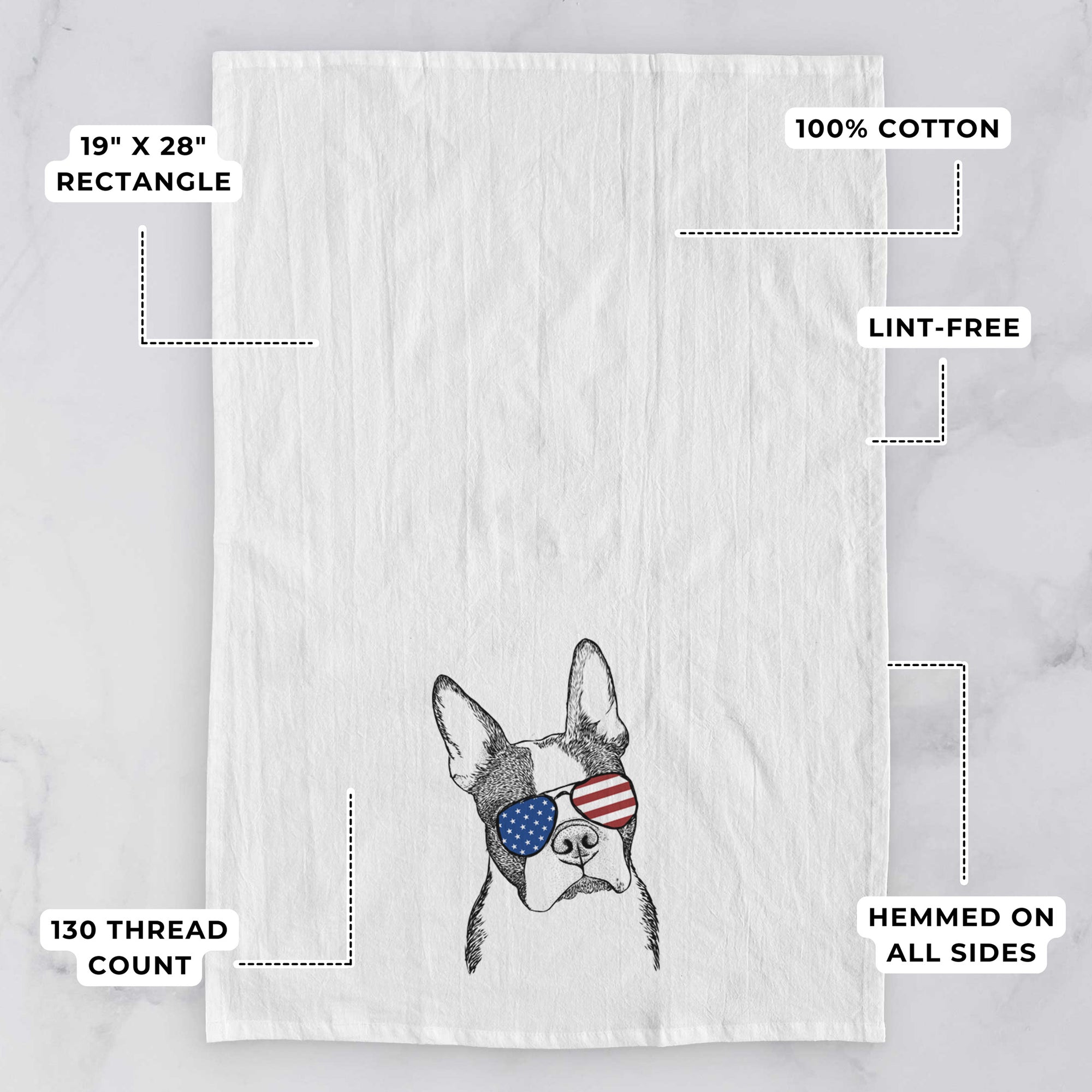 Samuel the Boston Terrier Tea Towel