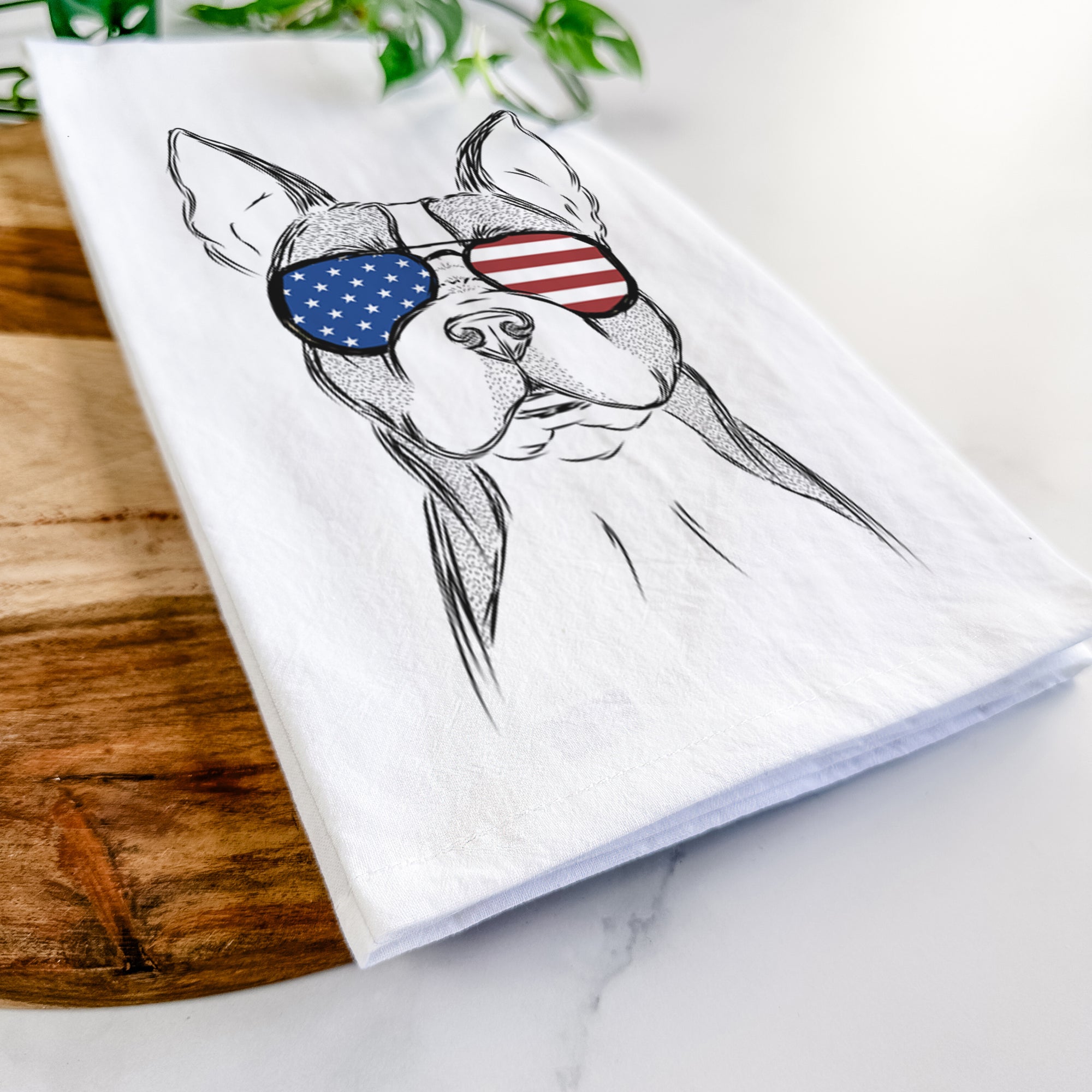 Scout the Boston Terrier Tea Towel