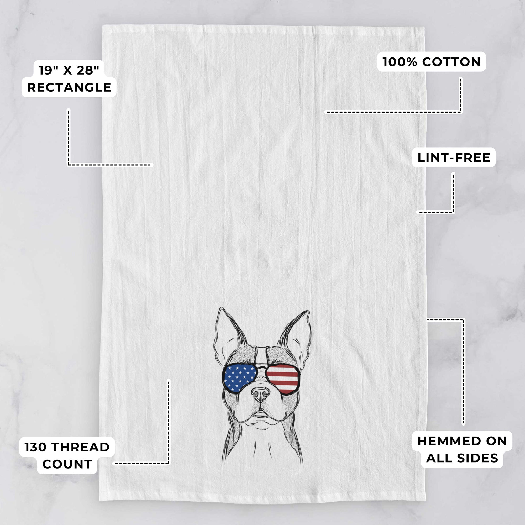 Scout the Boston Terrier Tea Towel