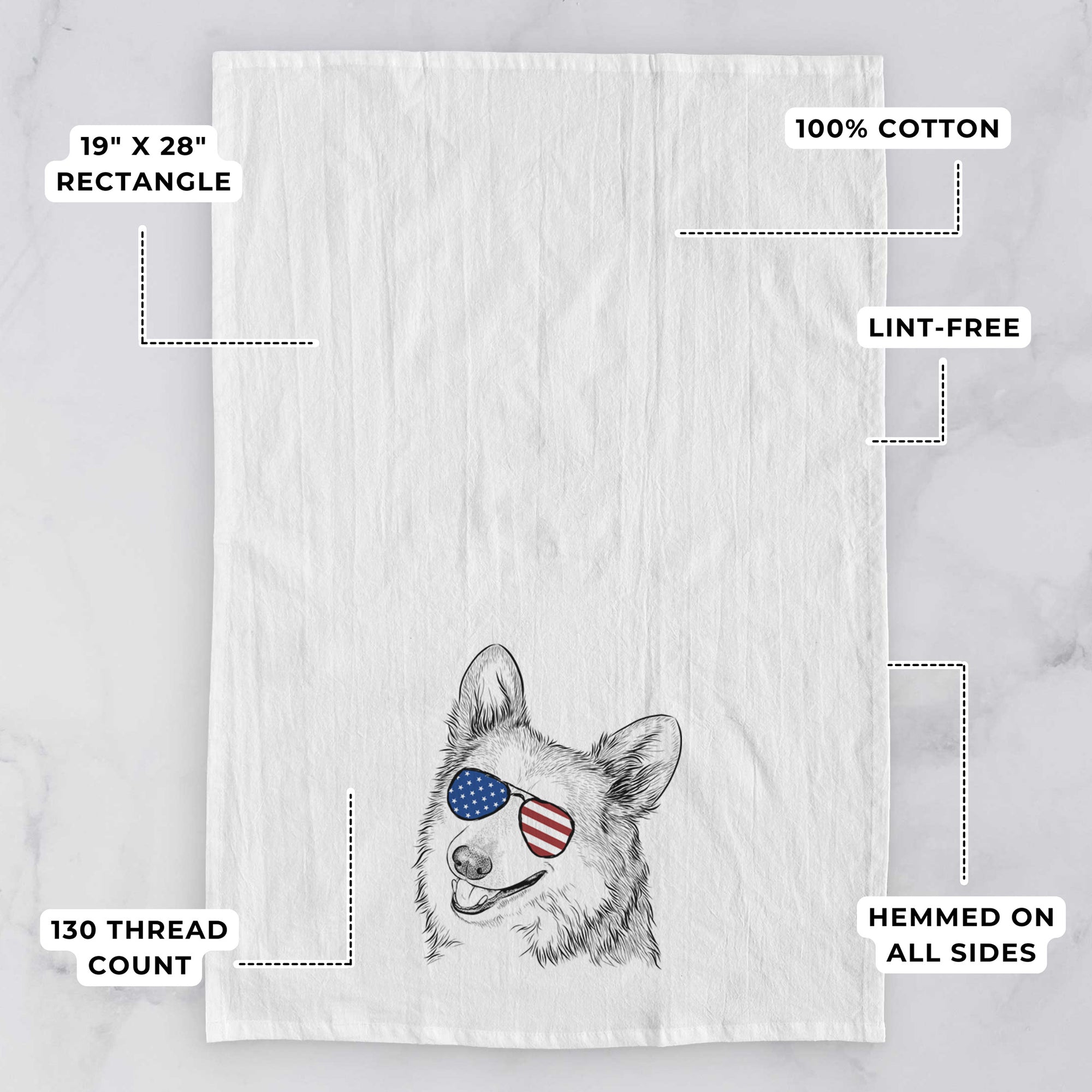 Scout the Pembroke Welsh Corgi Tea Towel