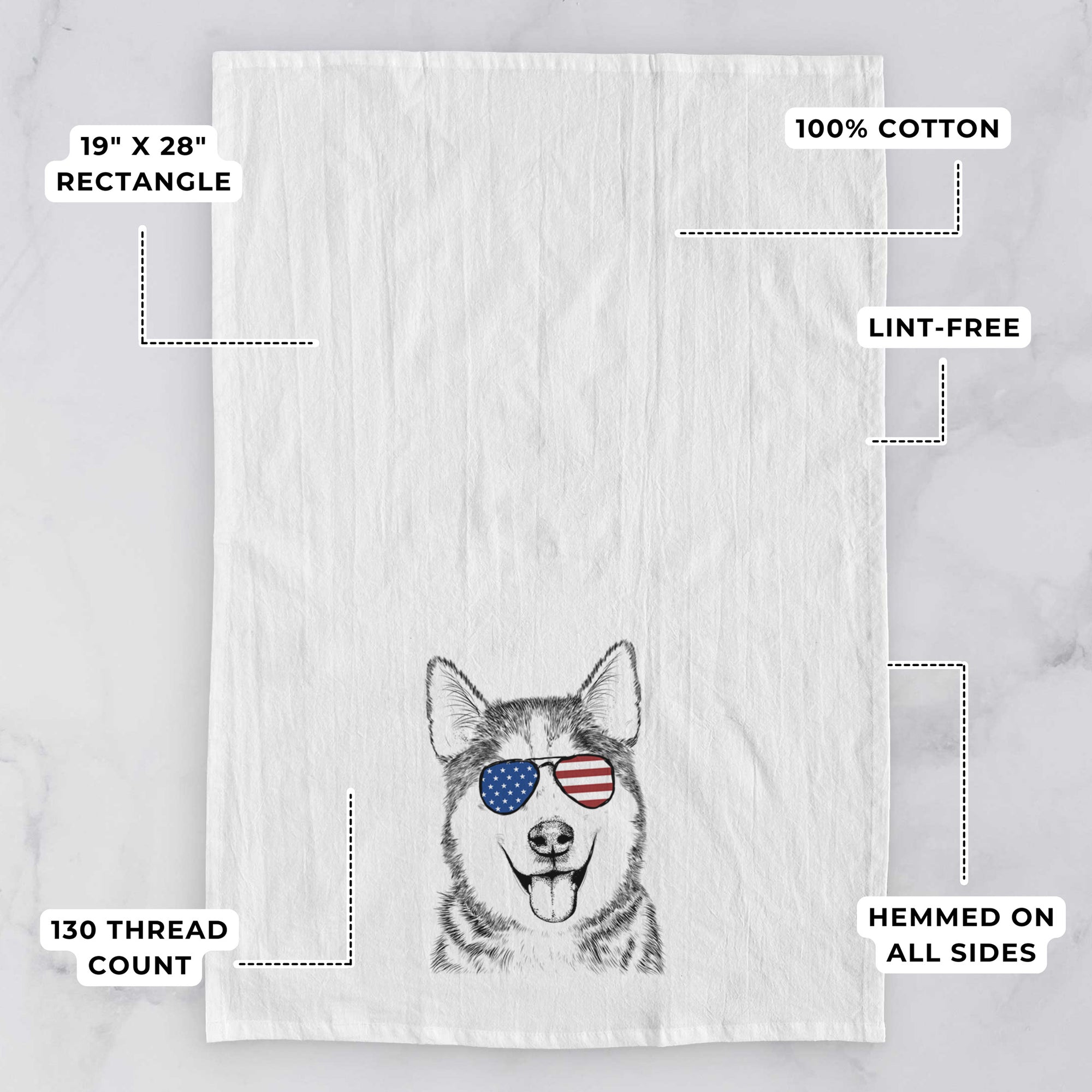 Sesi the Siberian Husky Tea Towel