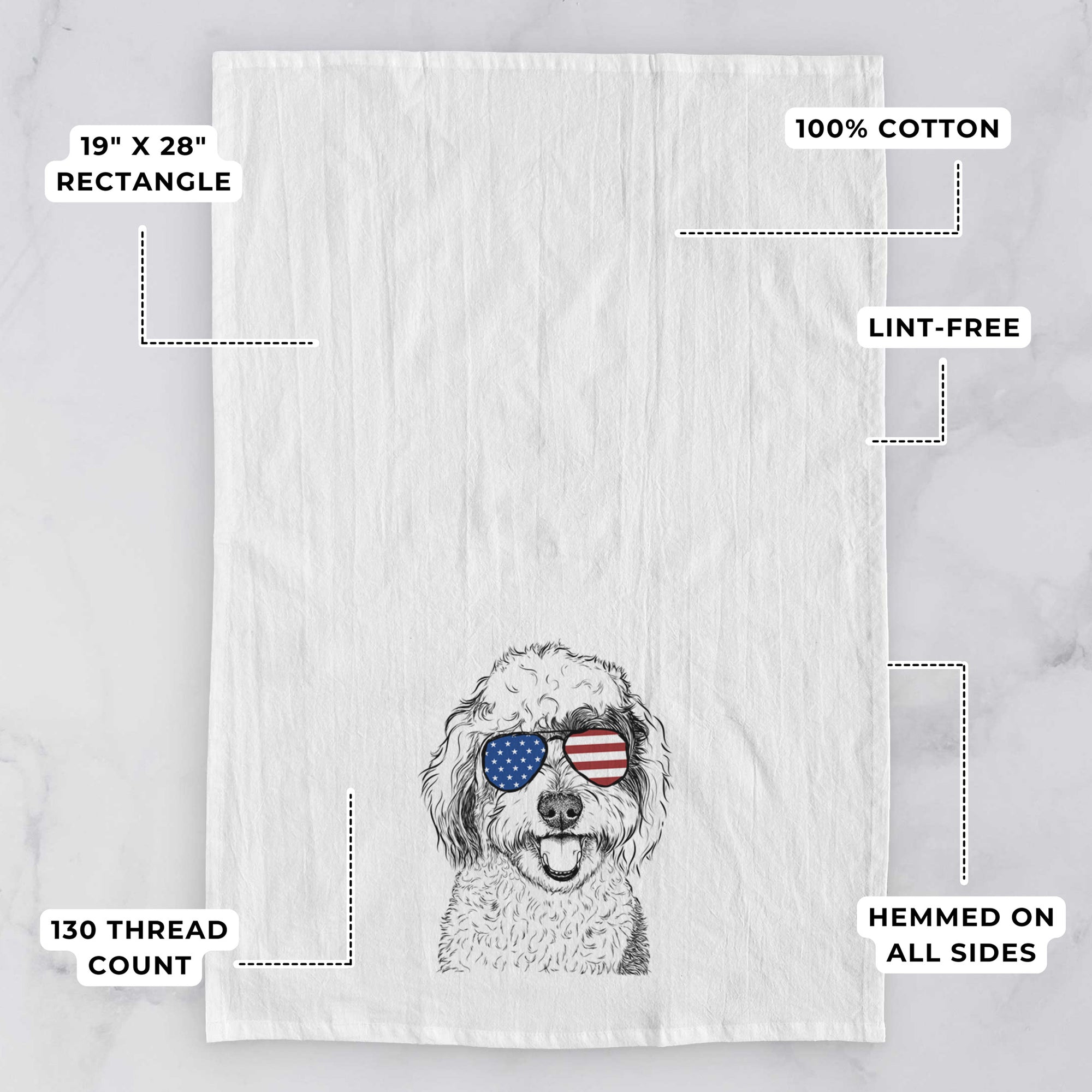 Sherlock the Sheepadoodle Tea Towel