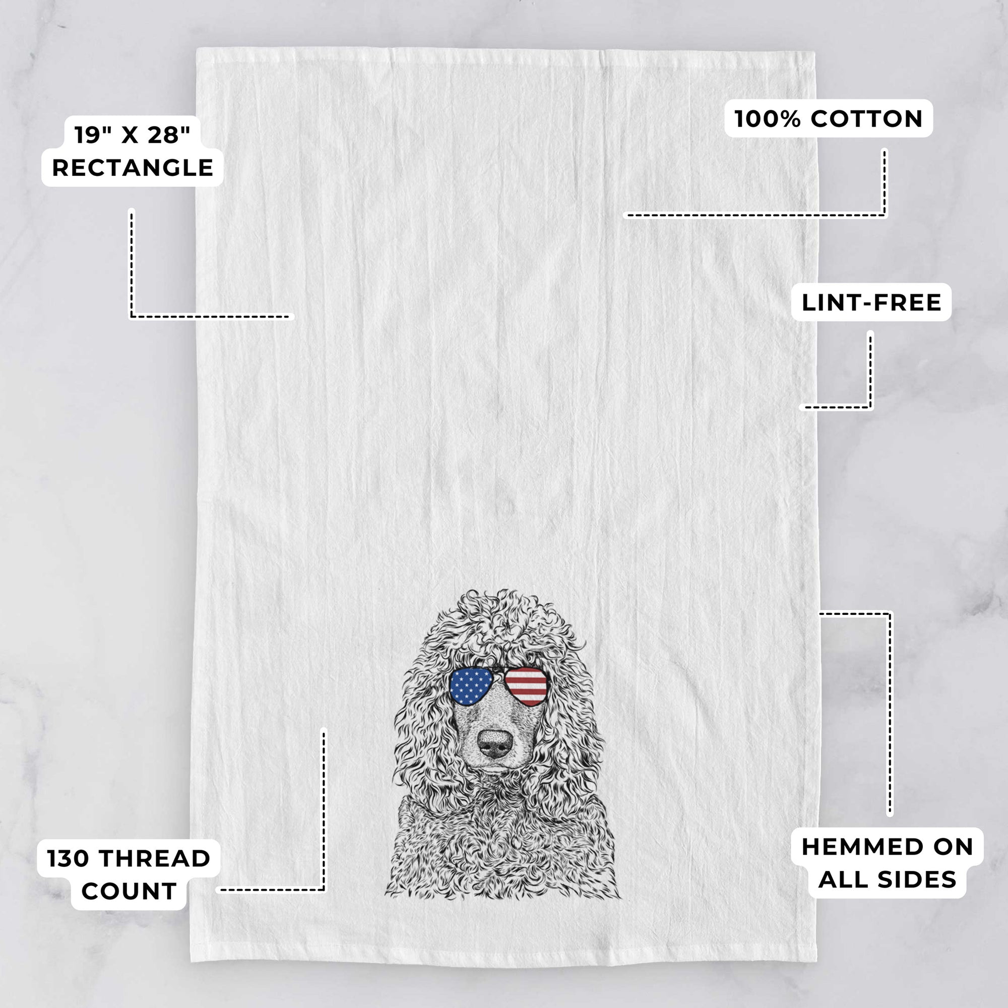 Shilo the Irish Water Spaniel Tea Towel