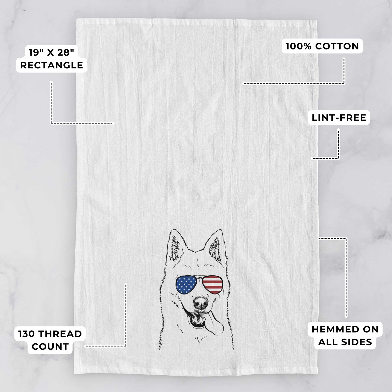 Sinatra  the Siberian Husky Tea Towel